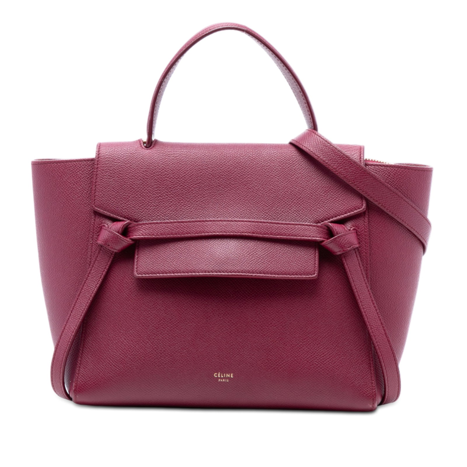 Celine Micro Belt Bag Red Leather Handbag with Detachable Strap: Celine Micro Belt Bag Red Leather Handbag with Detachable Strap This Celine Micro Grained Calfskin Belt Bag is crafted from red leather and features a flat leather handle, a detachable leather strap, 