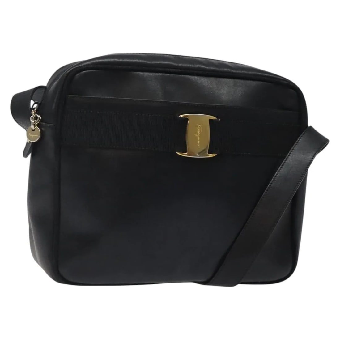 Black Leather Shoulder Bag Salvatore Ferragamo Vara Bow Camera (1 of 18)