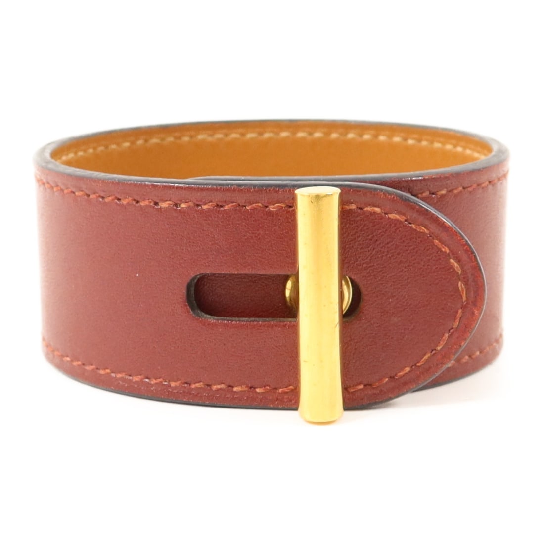 Hermes Cuir Hydra Tadelakt Goatskin Bracelet Rouge H GHW: Hermes Cuir Hydra Tadelakt Goatskin Bracelet Rouge H GHW A Hermes Cuir Hydra bracelet bangle in Tadelakt leather, presented in Rouge H. The piece features gold-tone hardware and is marked with a squar