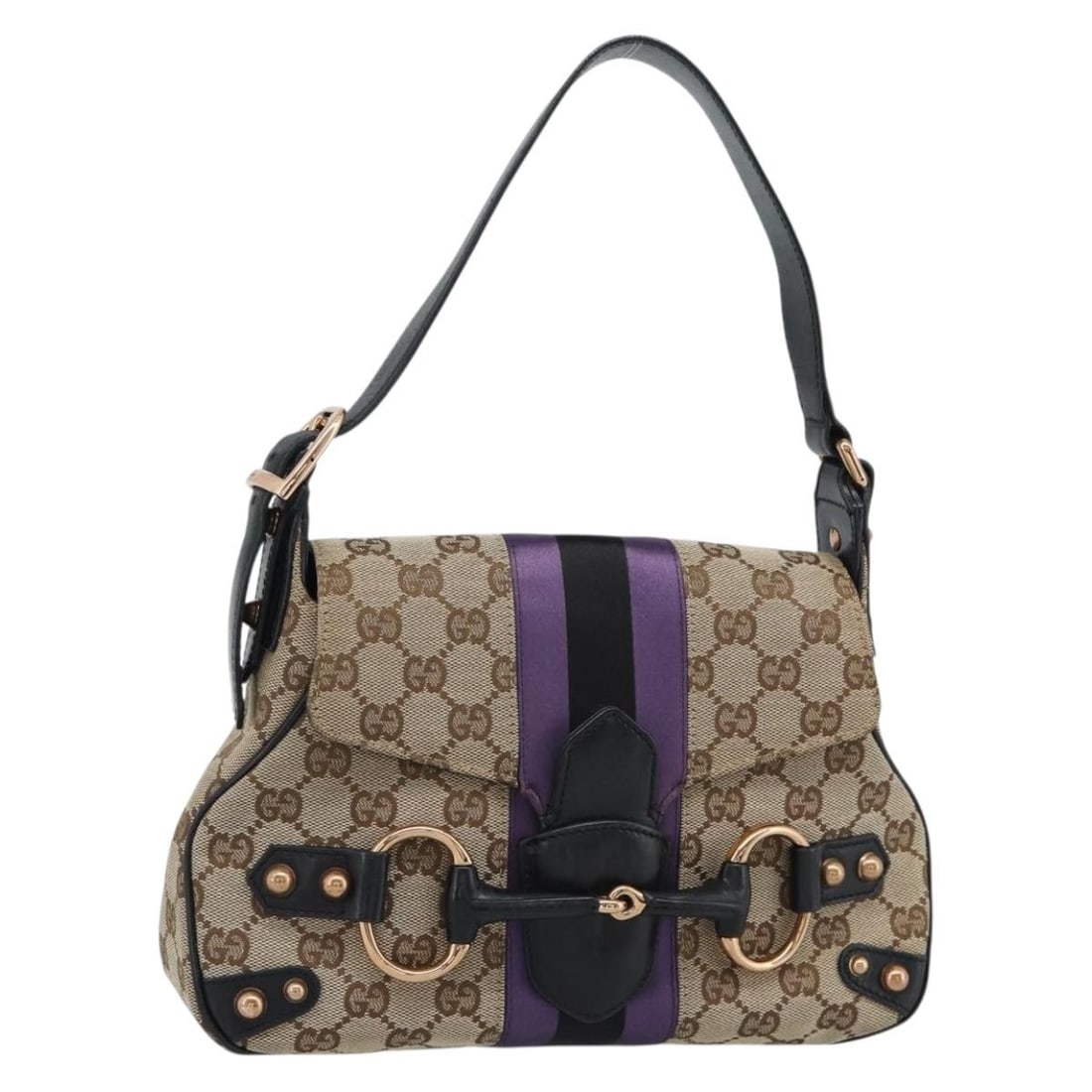 Gucci 129699 Horsebit GG Canvas Shoulder Bag Beige: Gucci 129699 Horsebit GG Canvas Shoulder Bag Beige This GUCCI shoulder bag is crafted in GG Canvas with a beige exterior and was made in Italy. It features a shoulder strap with an approximate drop of