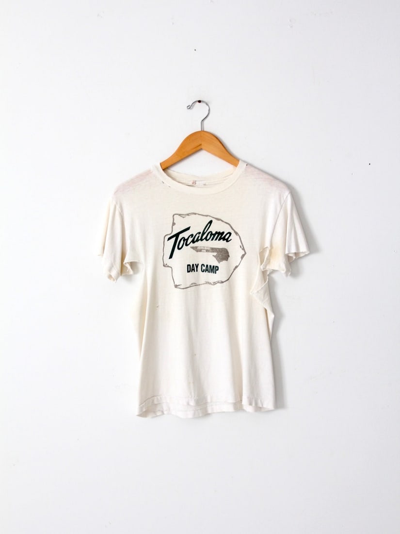 1970s Vintage Tocaloma Camp Graphic Tee White Crew Neck (1 of 7)