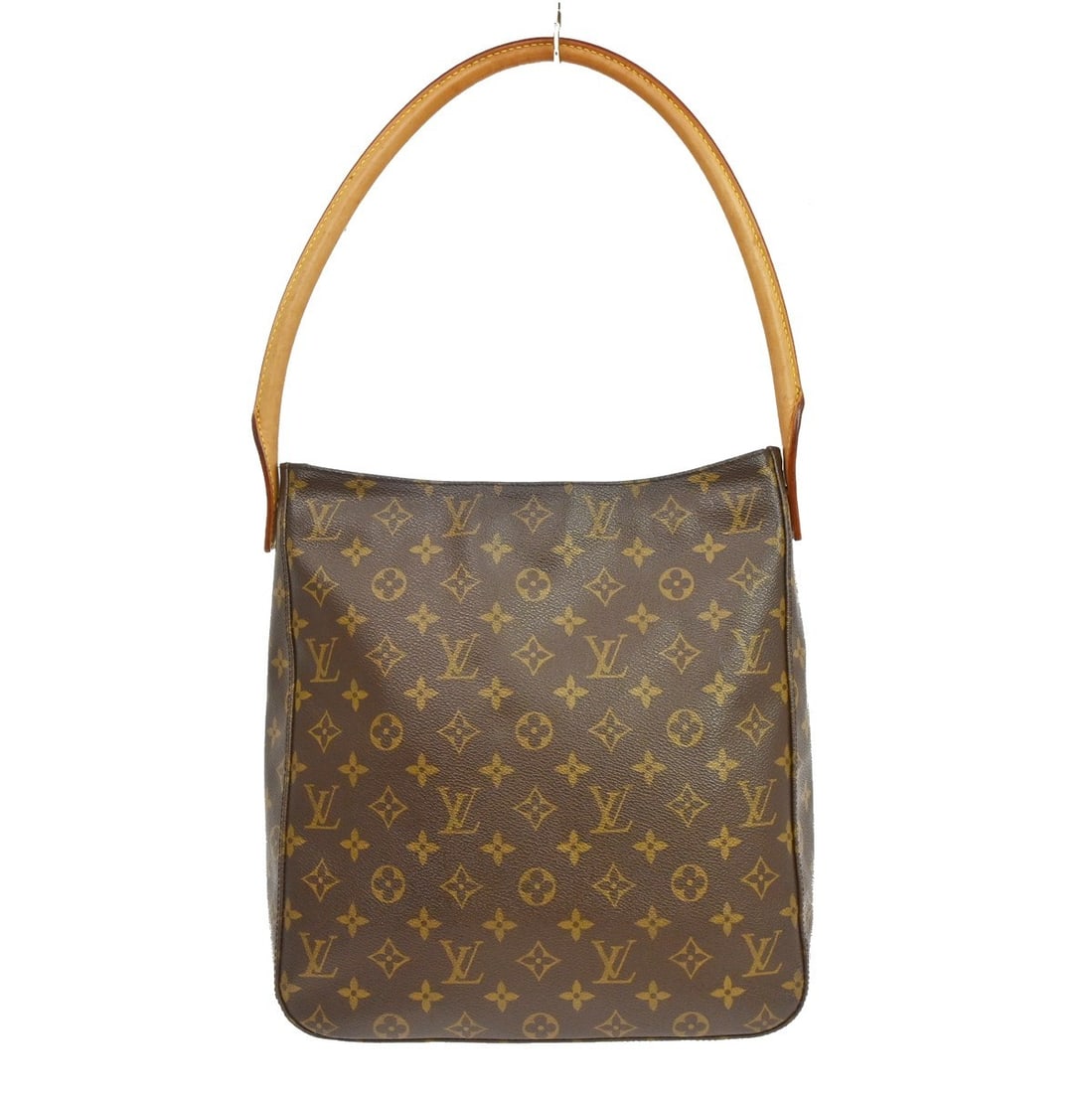 Louis Vuitton Looping GM Monogram Shoulder Bag M51145: Louis Vuitton Looping GM Monogram Shoulder Bag M51145 Vintage Louis Vuitton Looping GM shoulder bag in brown Monogram canvas with leather trim and a beige leather shoulder strap. Made in Spain, this w