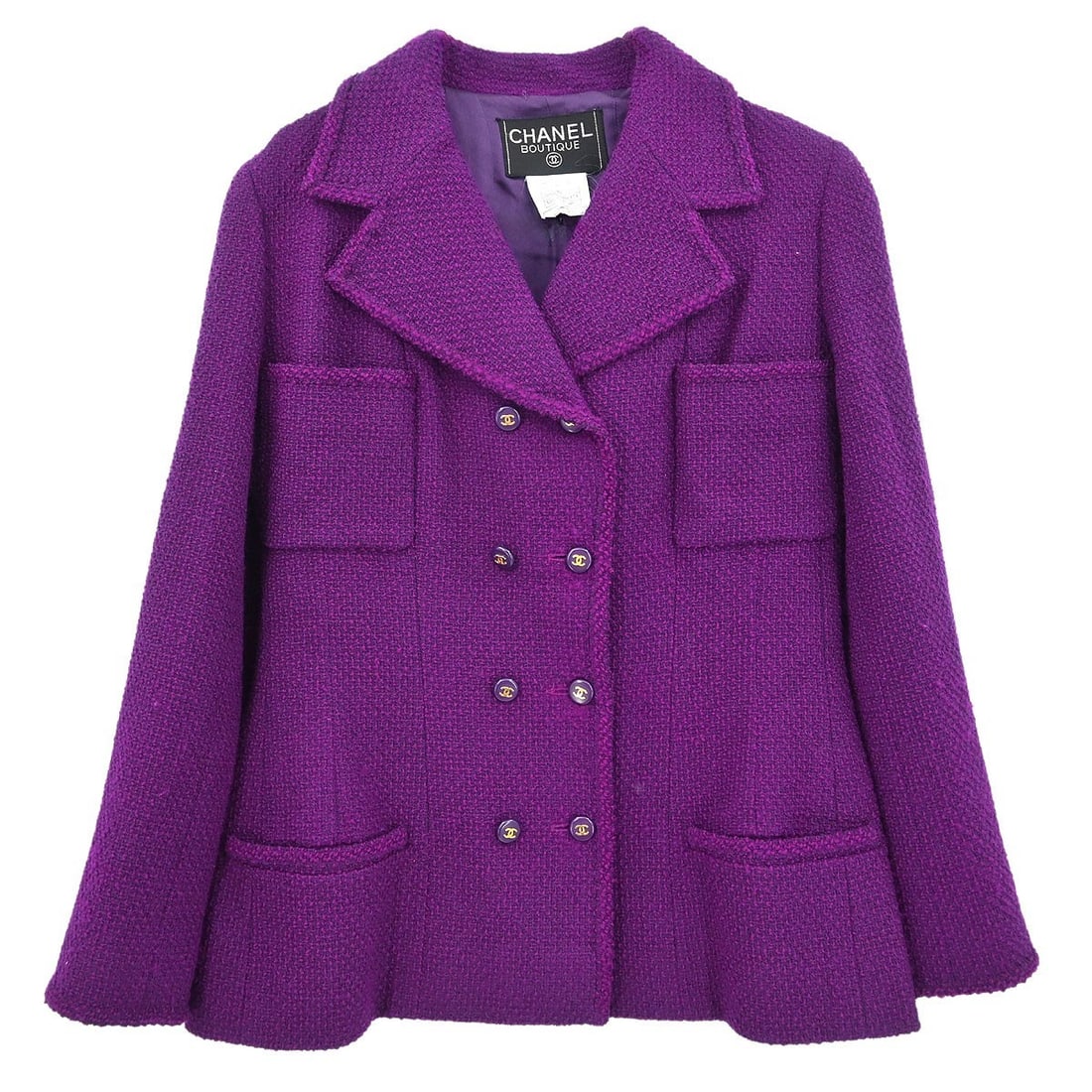 Vintage CHANEL Purple Wool Nylon Mid Length Jacket Size 40 (1 of 10)