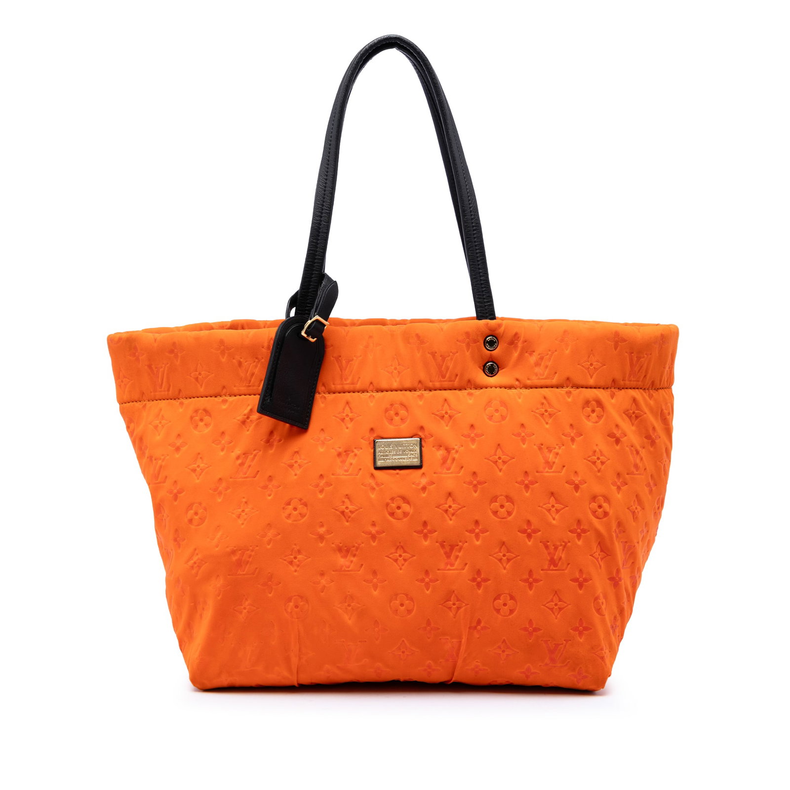 Louis Vuitton Scuba MM Monogram Embossed Neoprene Tote: Louis Vuitton Scuba MM Monogram Embossed Neoprene Tote A Louis Vuitton Scuba MM tote in monogram-embossed neoprene with leather trim, flat leather handles, an open top with push-clasp hook, and an int