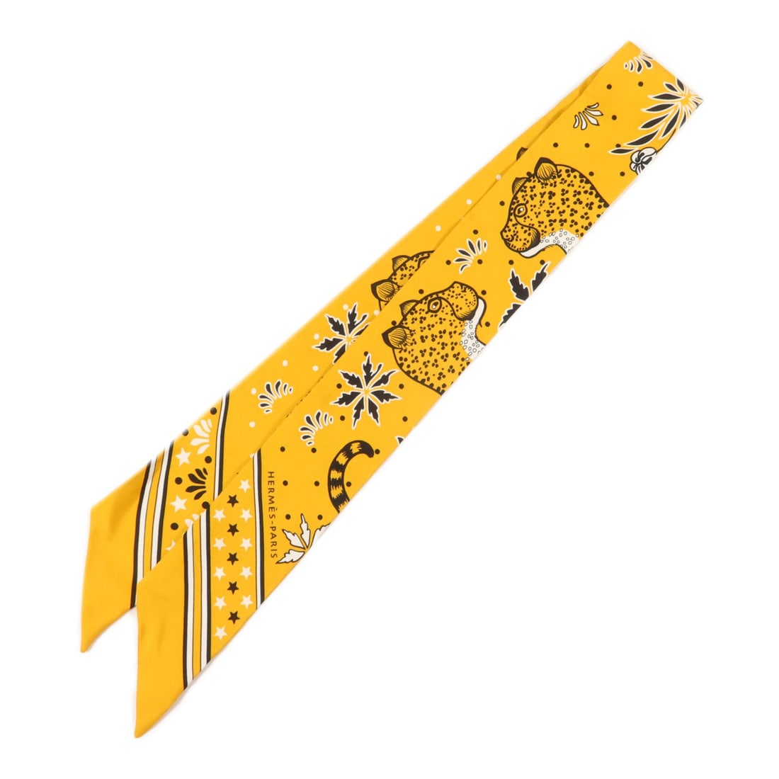 Hermes Twilly Silk Scarf in Yellow with Box: Hermes Twilly Silk Scarf in Yellow with Box Hermes Twilly scarf in yellow silk, designed for women in regular size. It measures 85 cm x 5 cm (33.5 x 2.0 in) and is made in France. The item is in AB ve