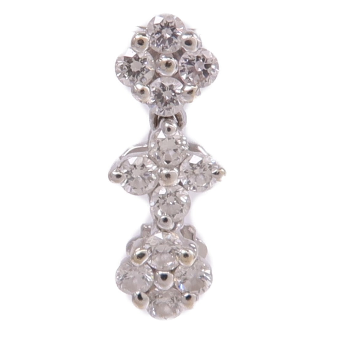 18K White Gold Diamond Pendant Top for Women: 18K White Gold Diamond Pendant Top for Women Diamond pendant top in 18K white gold (K18WG) with a clear finish and diamond accent. Designed for women, this regular-size pendant top is described as ver