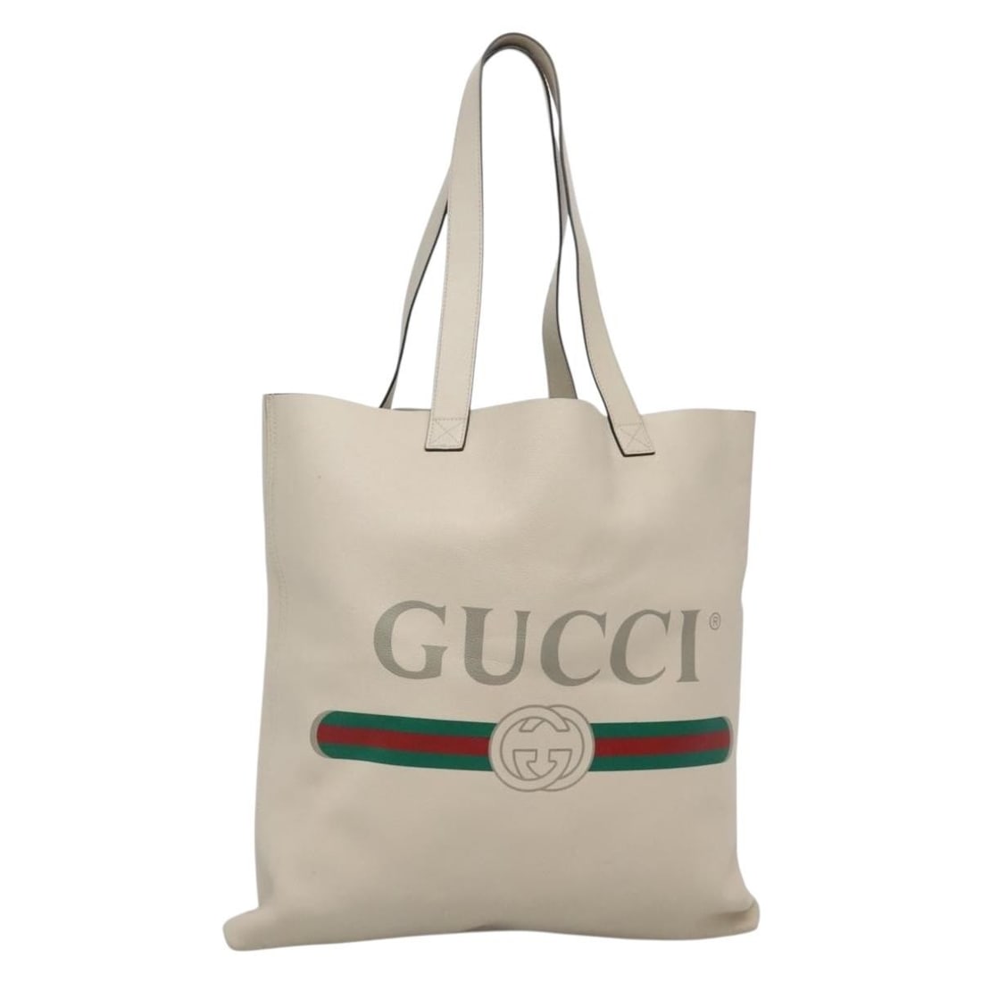 Gucci 572768 Sherry Web Leather Tote in Ivory: Gucci 572768 Sherry Web Leather Tote in Ivory A Gucci Web Sherry Line tote bag in ivory leather, made in Italy. This bag has a tote silhouette with a 27 cm handle drop and comes with only the item sho