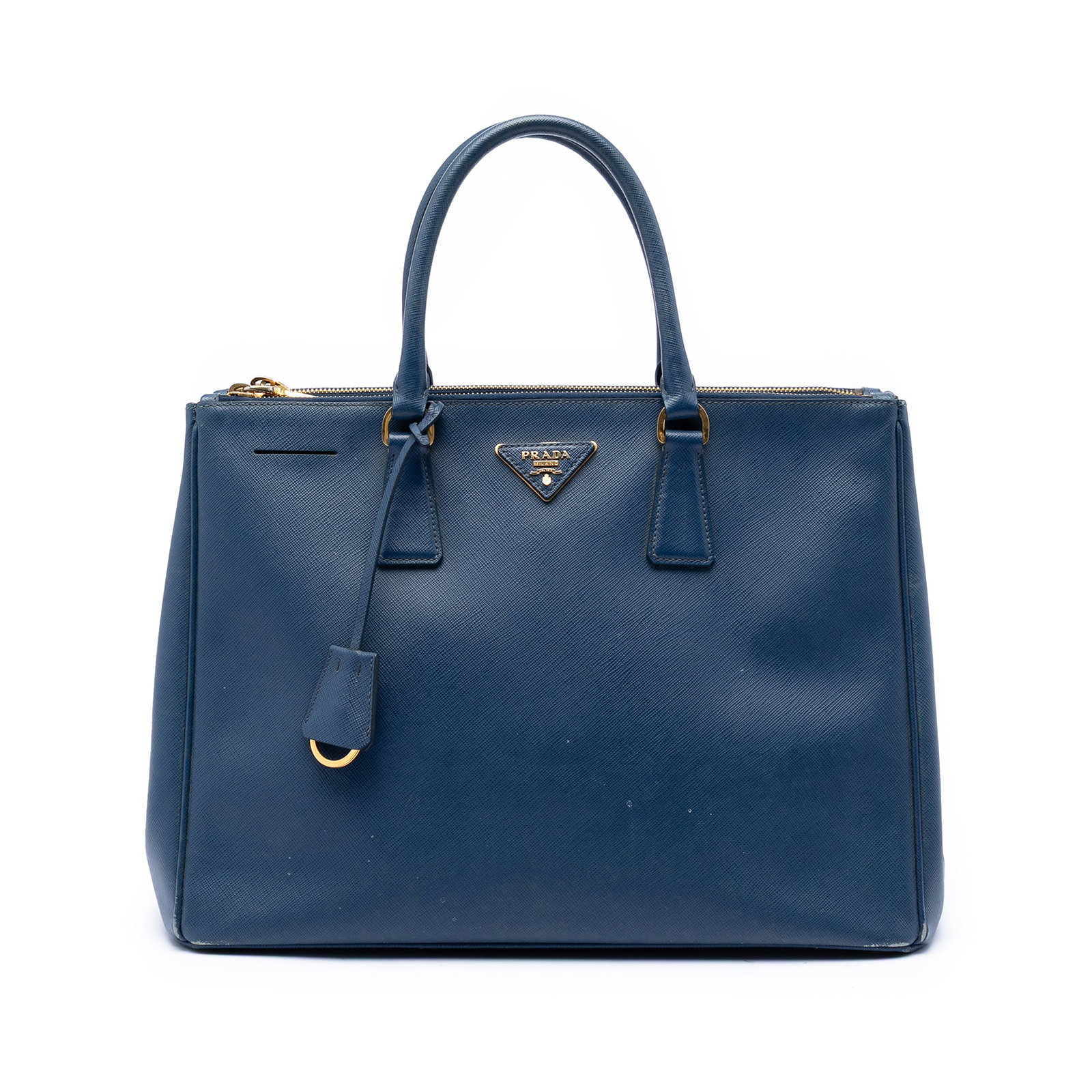 Prada Galleria Double Zip Tote Large Saffiano Lux Blue Leather (1 of 6)