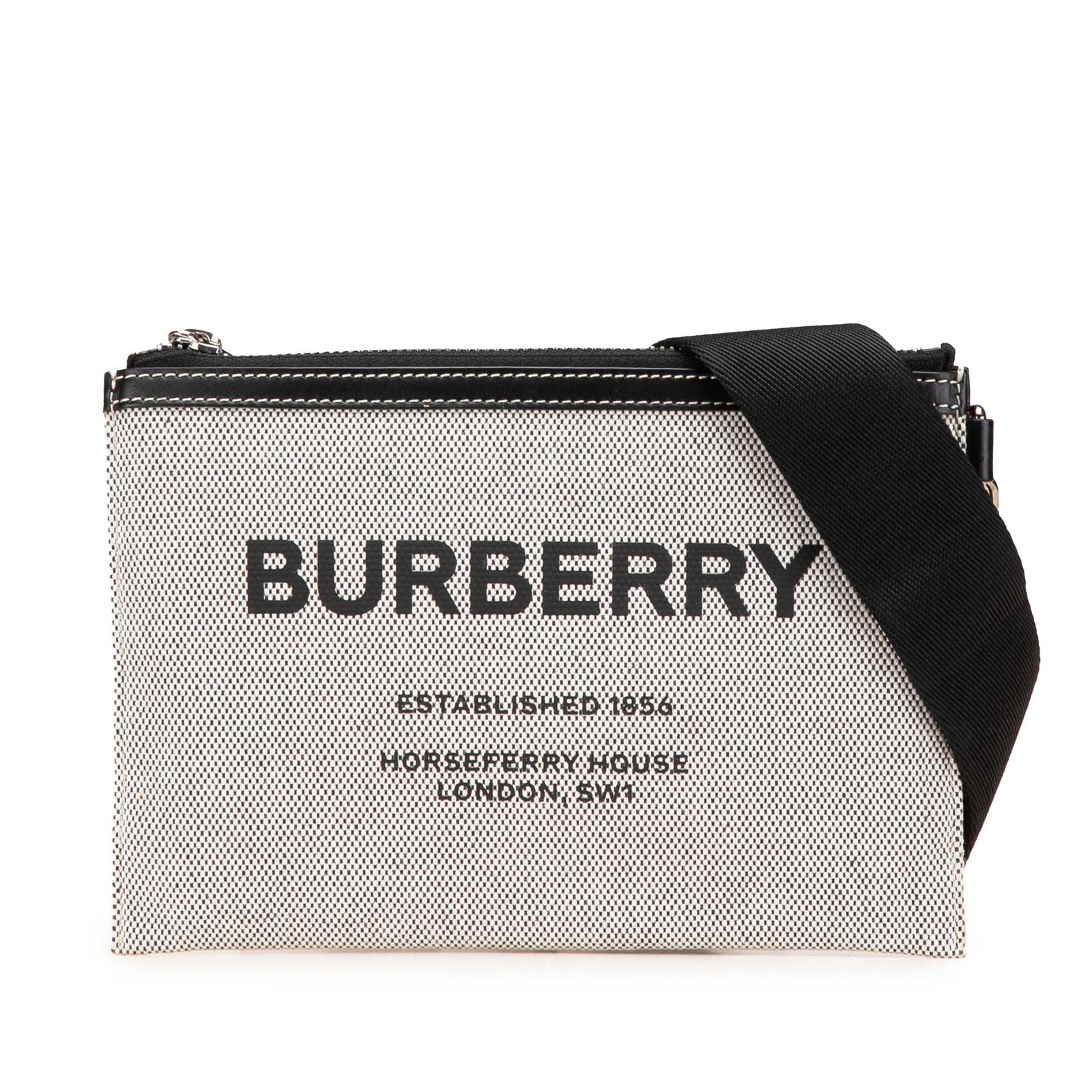 Burberry Canvas Horseferry Print Callum Crossbody Bag Gray (1 of 13)