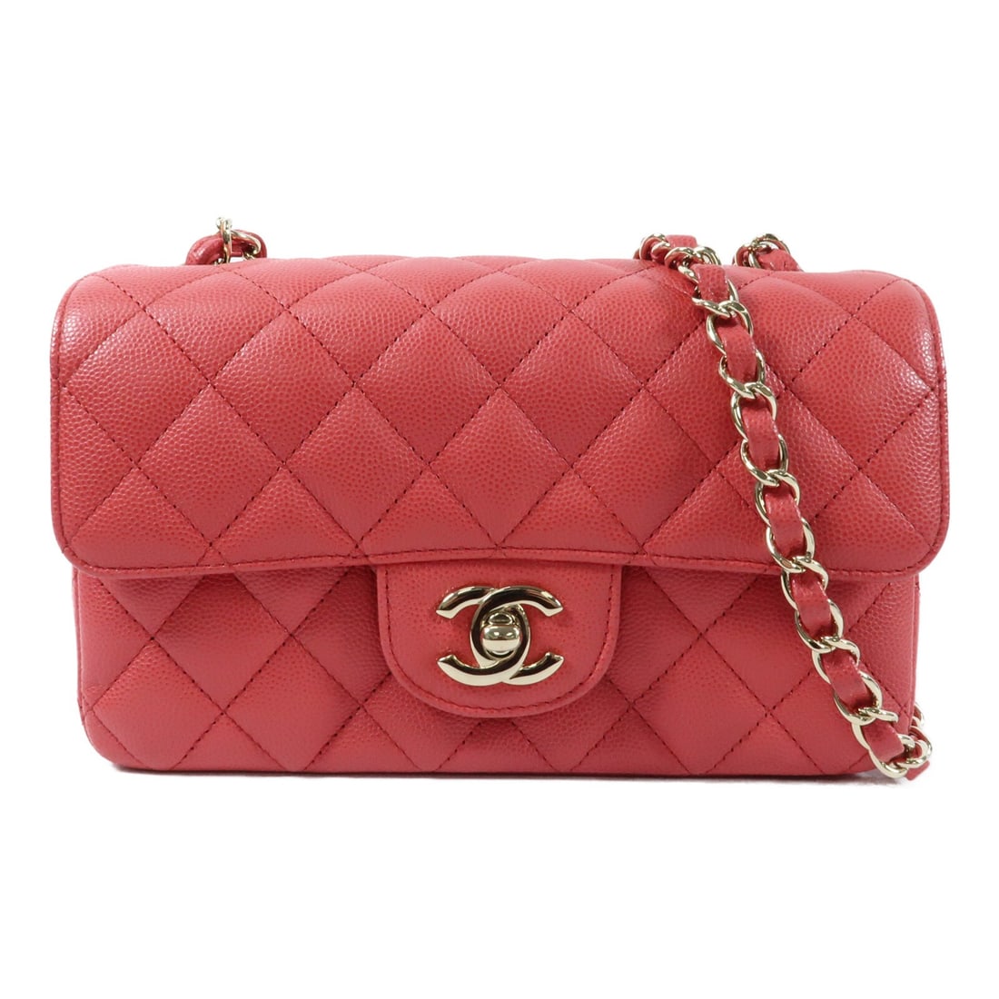 CHANEL A69900 Mini Classic 20 Red Calfskin Chain Shoulder Bag (1 of 16)