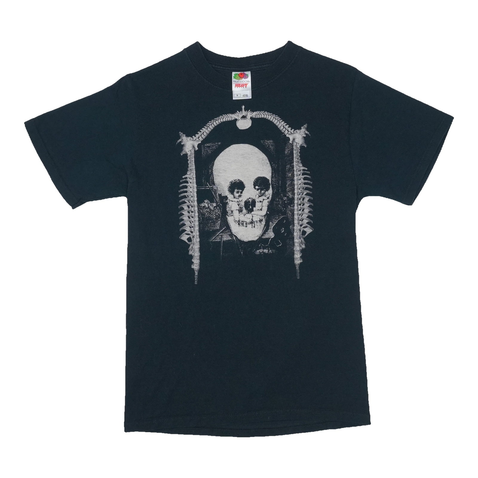 Black Cotton Memento Mori Optical Illusion Skull Shirt Small (1 of 4)