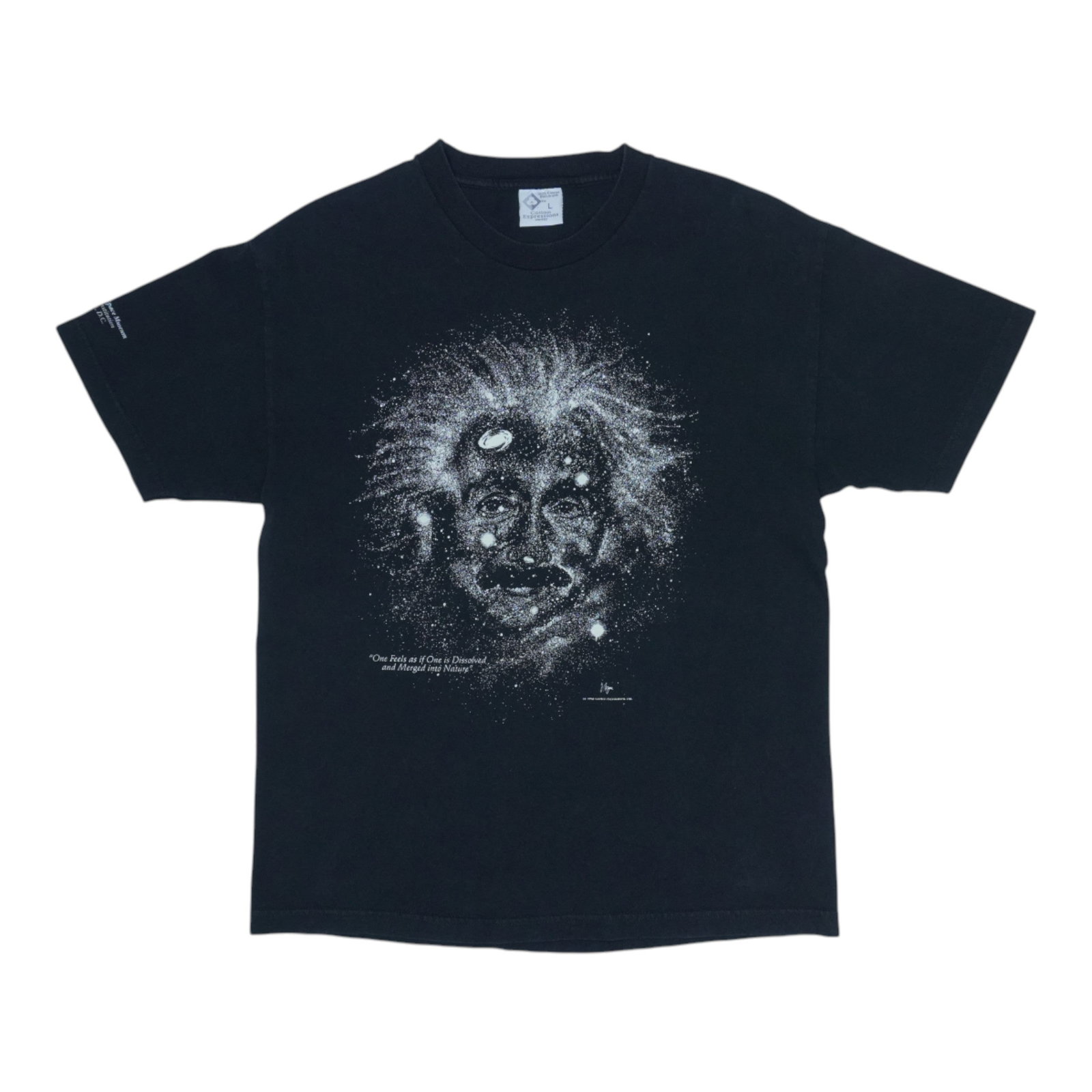 Vintage 1993 Black Cotton Albert Einstein Graphic T-Shirt Size Large (1 of 6)