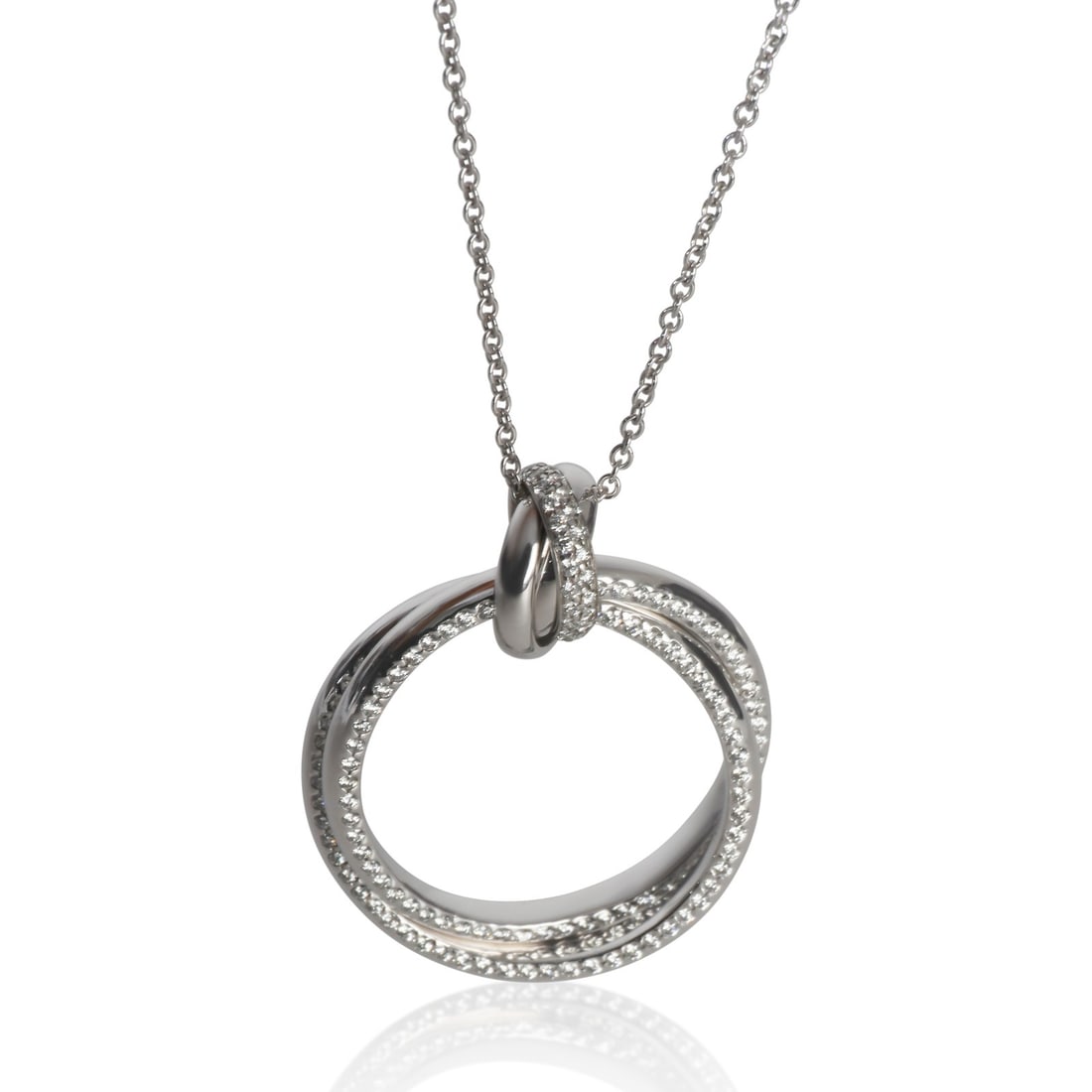 Tiffany Melody 18k White Gold Diamond Pendant 20 in: Tiffany Melody 18k White Gold Diamond Pendant 20 in This Tiffany & Co. Melody pendant features a round brilliant cut diamond set in 18k white gold. The necklace measures 20 inches in length and is sec