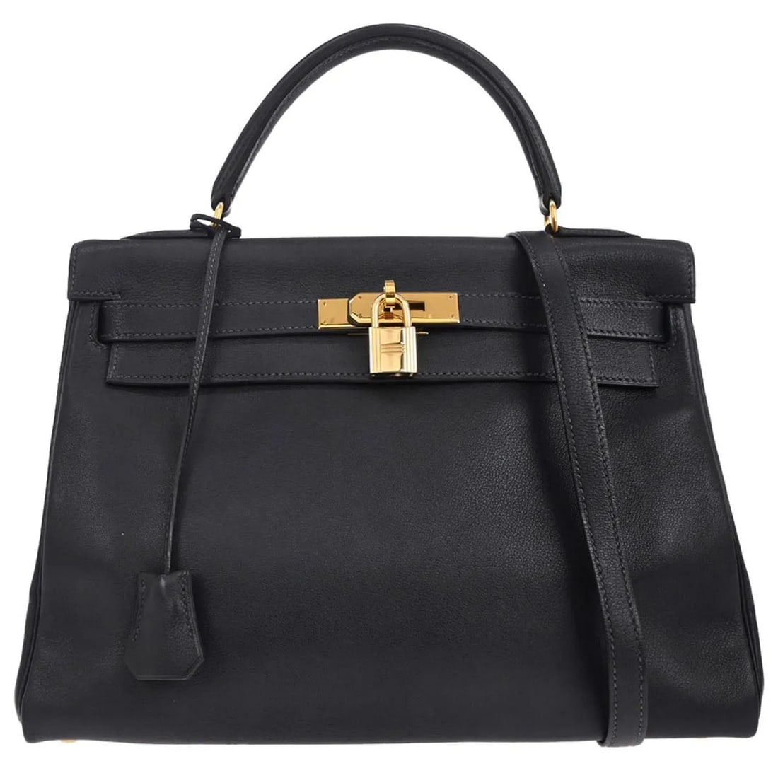 Blue Courchevel Leather Kelly Bag by Hermes with Gold Tone Hardware: Blue Courchevel Leather Kelly Bag by Hermes with Gold Tone Hardware This Hermes Kelly handbag features blue Courchevel leather and gold hardware. Designed for women, it offers a structured silhouette 