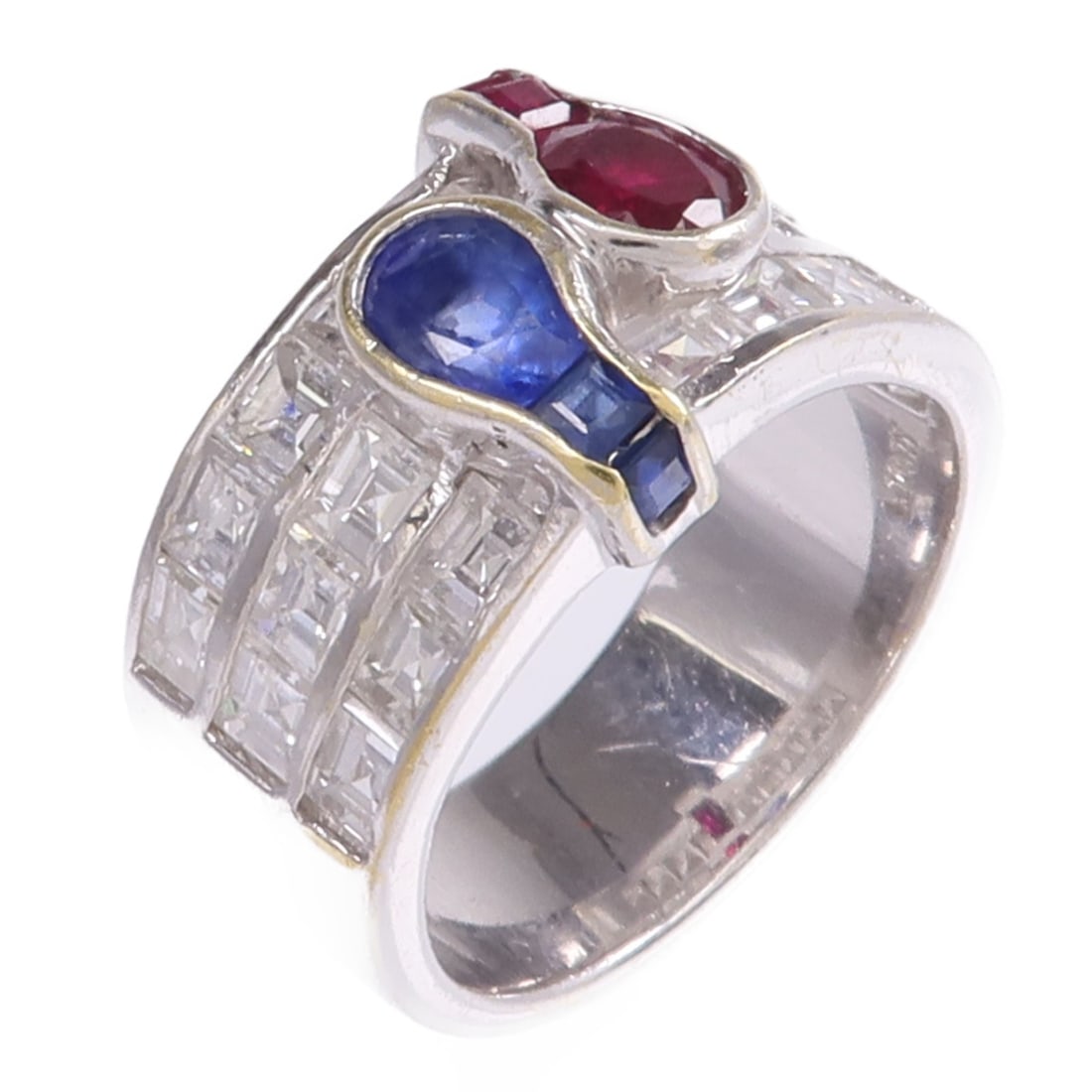 18K White Gold Ring with Sapphire Ruby and Diamond Size 7 (1 of 11)