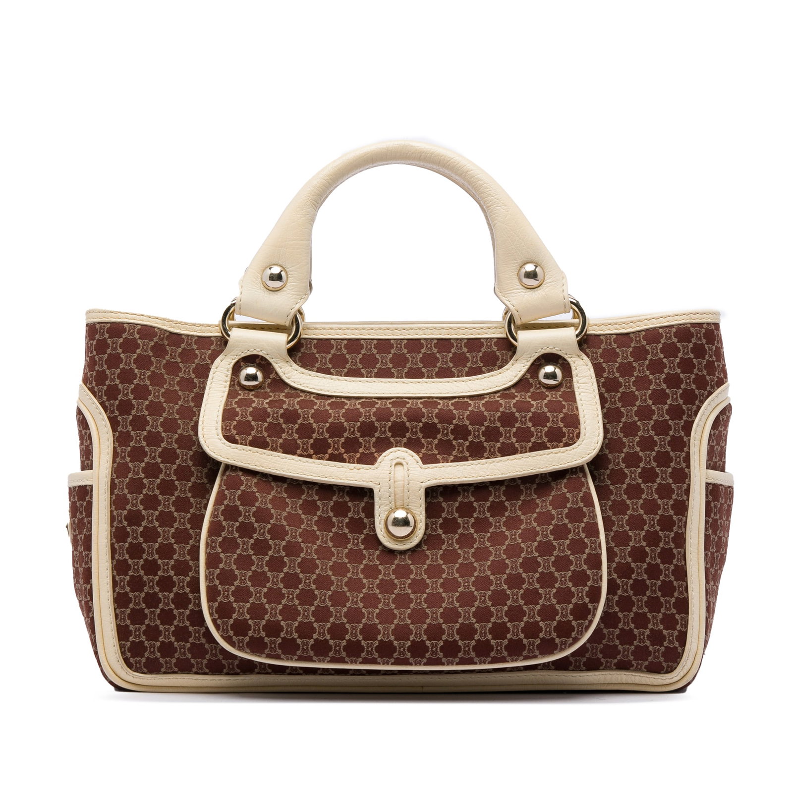 Celine Macadam Boogie Brown Canvas Handbag with Leather Trim (1 of 6)