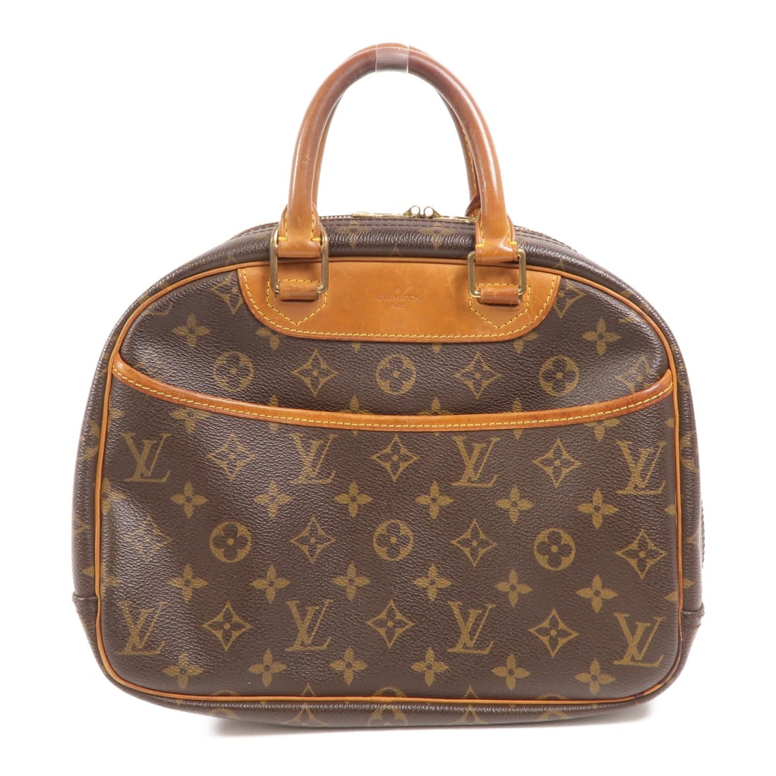 Louis Vuitton Trouville M42228 Monogram Handbag Brown PVC Coated Canvas: Louis Vuitton Trouville M42228 Monogram Handbag Brown PVC Coated Canvas Louis Vuitton Trouville handbag, model M42228, in brown Monogram and PVC coated canvas. It features a brown frame color, a handl