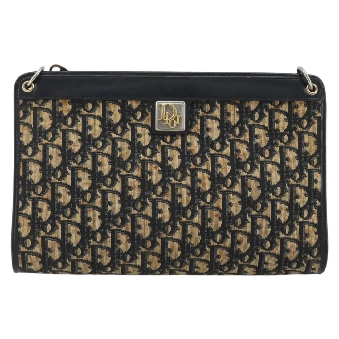 Christian Dior Vintage Trotter Navy Canvas Shoulder Bag: Christian Dior Vintage Trotter Navy Canvas Shoulder Bag Vintage Christian Dior Trotter canvas bag in navy, designed for women and made in France. It features the classic Trotter model and has a worn c