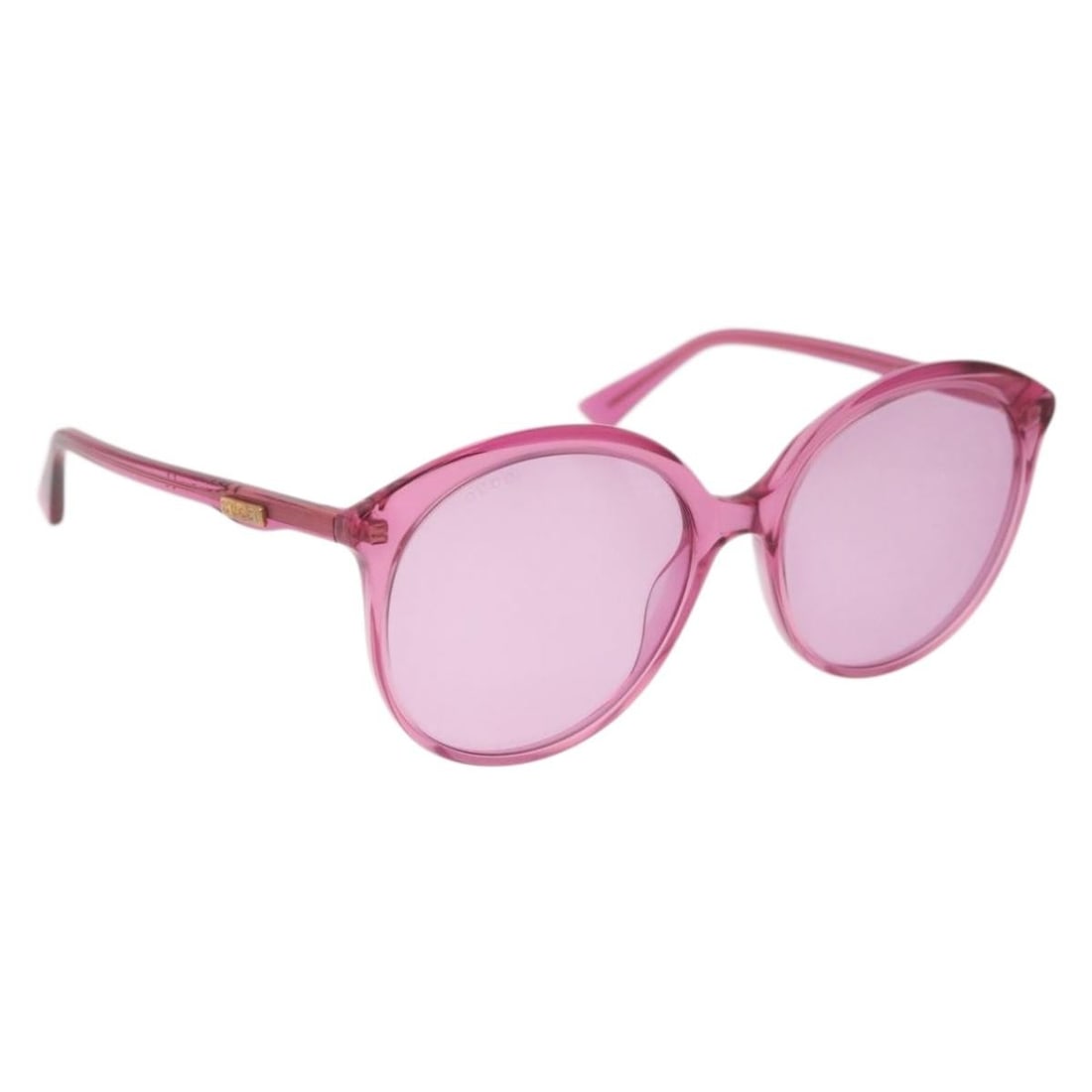 Gucci GG0257S Pink Plastic Sunglasses with Case Dust Bag: Gucci GG0257S Pink Plastic Sunglasses with Case Dust Bag GUCCI sunglasses in pink plastic, made in Italy. The item comes with a dust bag and sunglass case. It is described as being in excellent condit