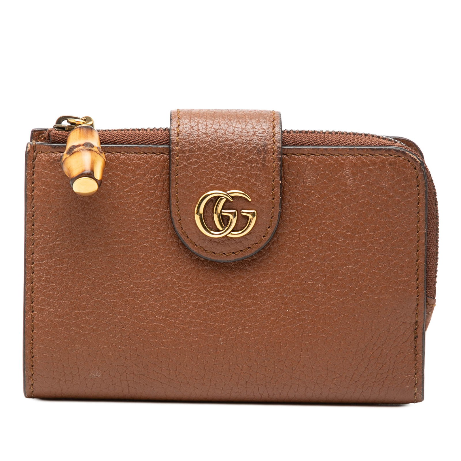Gucci bamboo bifold wallet GG Marmont leather brown (1 of 8)