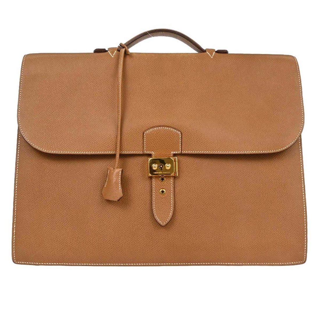 Hermes Sac a Depeches 41 Courchevel Leather Briefcase Gold (1 of 18)