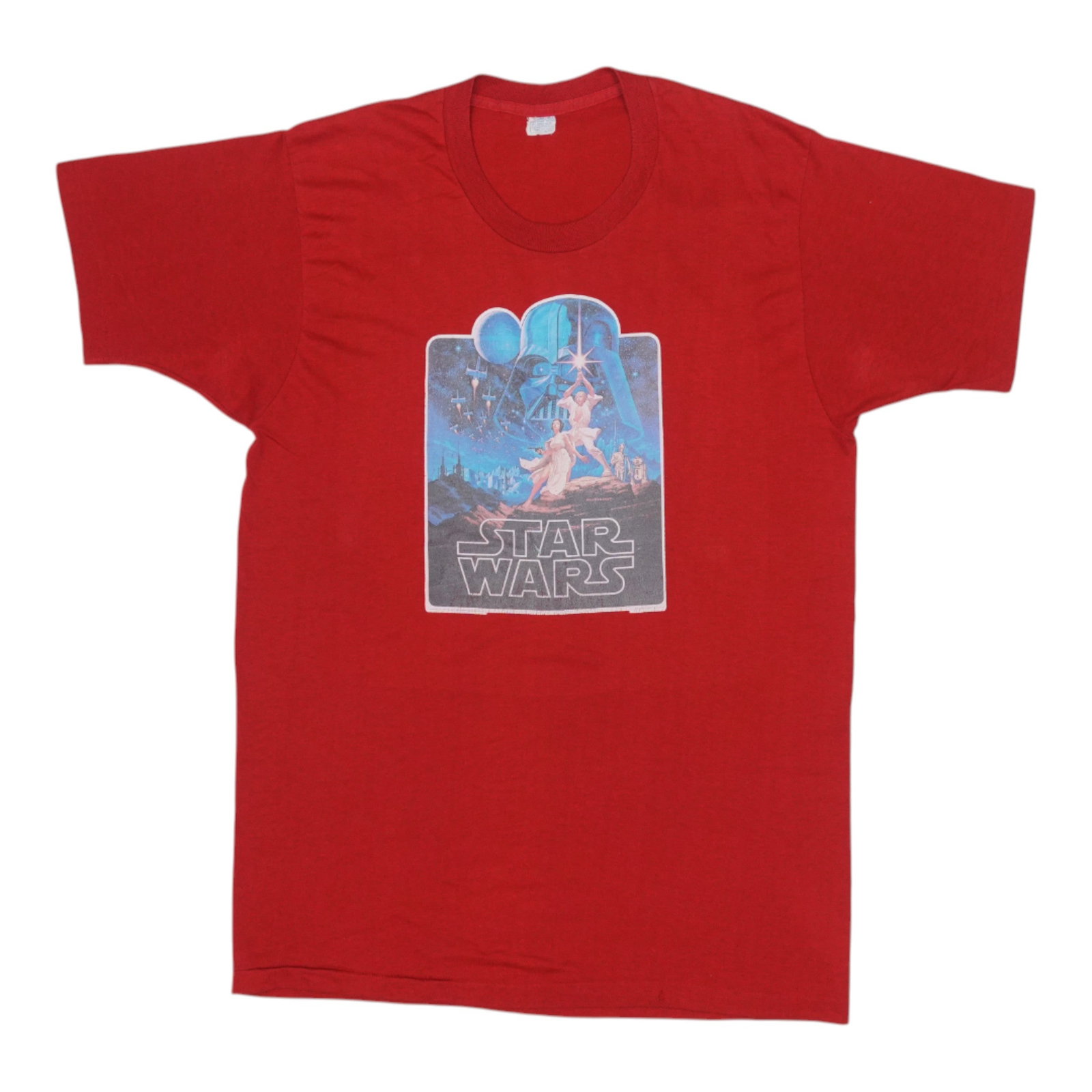 Vintage 1970s Star Wars Hildebrandt Iron On Red Poly Cotton Shirt XL: Vintage 1970s Star Wars Hildebrandt Iron On Red Poly Cotton Shirt XL This is an original vintage 1970s Star Wars Hildenbrandt iron-on shirt, not a modern reproduction. The shirt is red and made from a