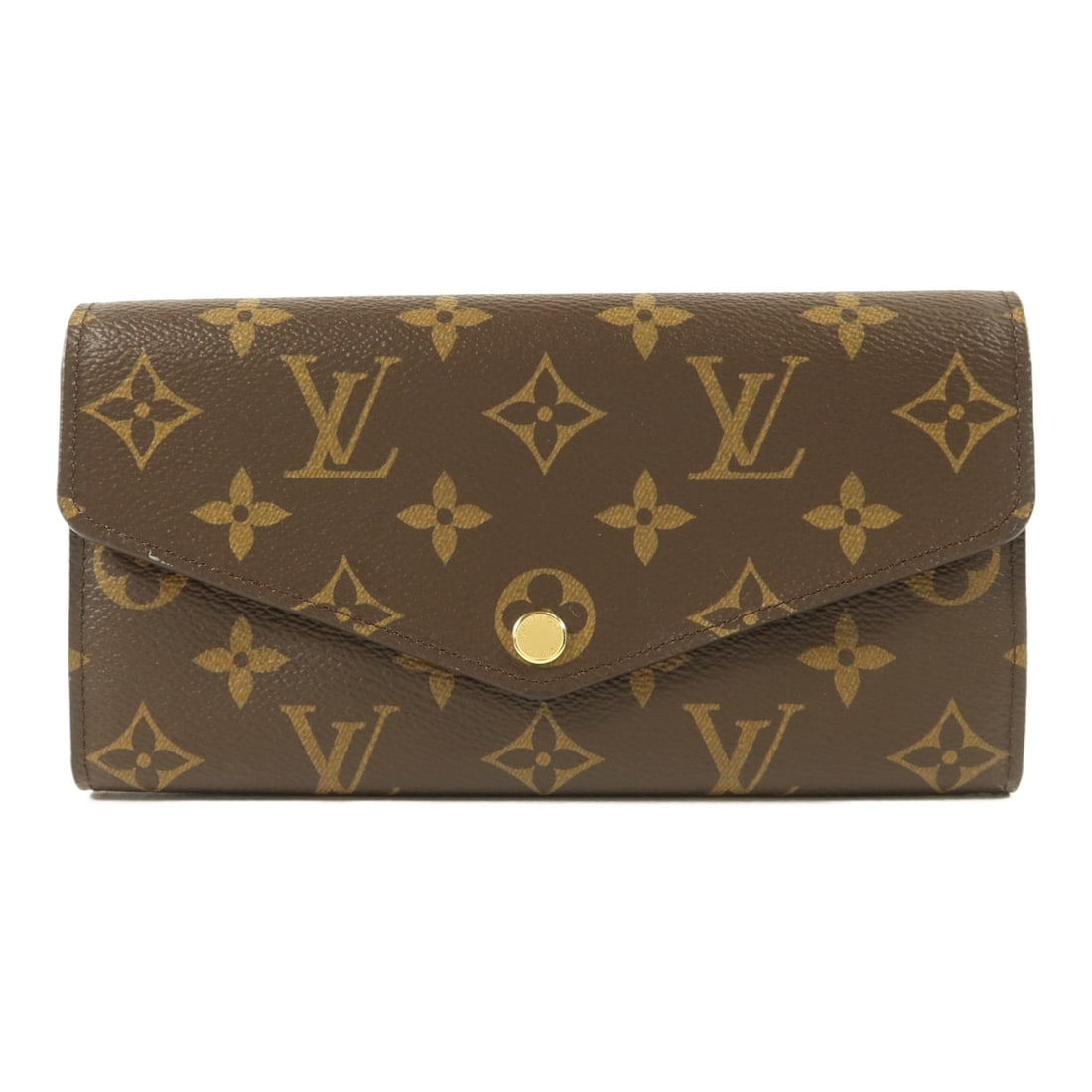 Louis Vuitton Sarah M62234 Monogram Bifold Wallet Brown: Louis Vuitton Sarah M62234 Monogram Bifold Wallet Brown A Louis Vuitton Sarah long wallet in brown Monogram PVC coated canvas. This bifold purse features a hook button closure, two wallet compartments