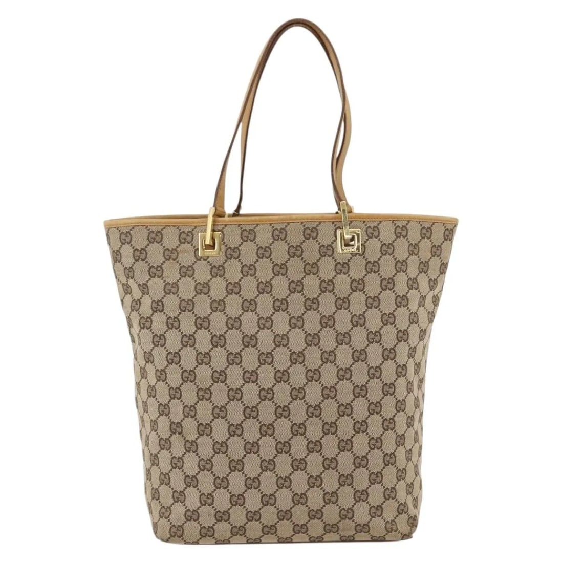 Gucci Vintage Bucket Shopping Tote Beige Canvas Bag: Gucci Vintage Bucket Shopping Tote Beige Canvas Bag Vintage Gucci Bucket Shopping Tote in beige canvas. This women's bag is presented in good condition with visible wear, including an out-of-shape ext