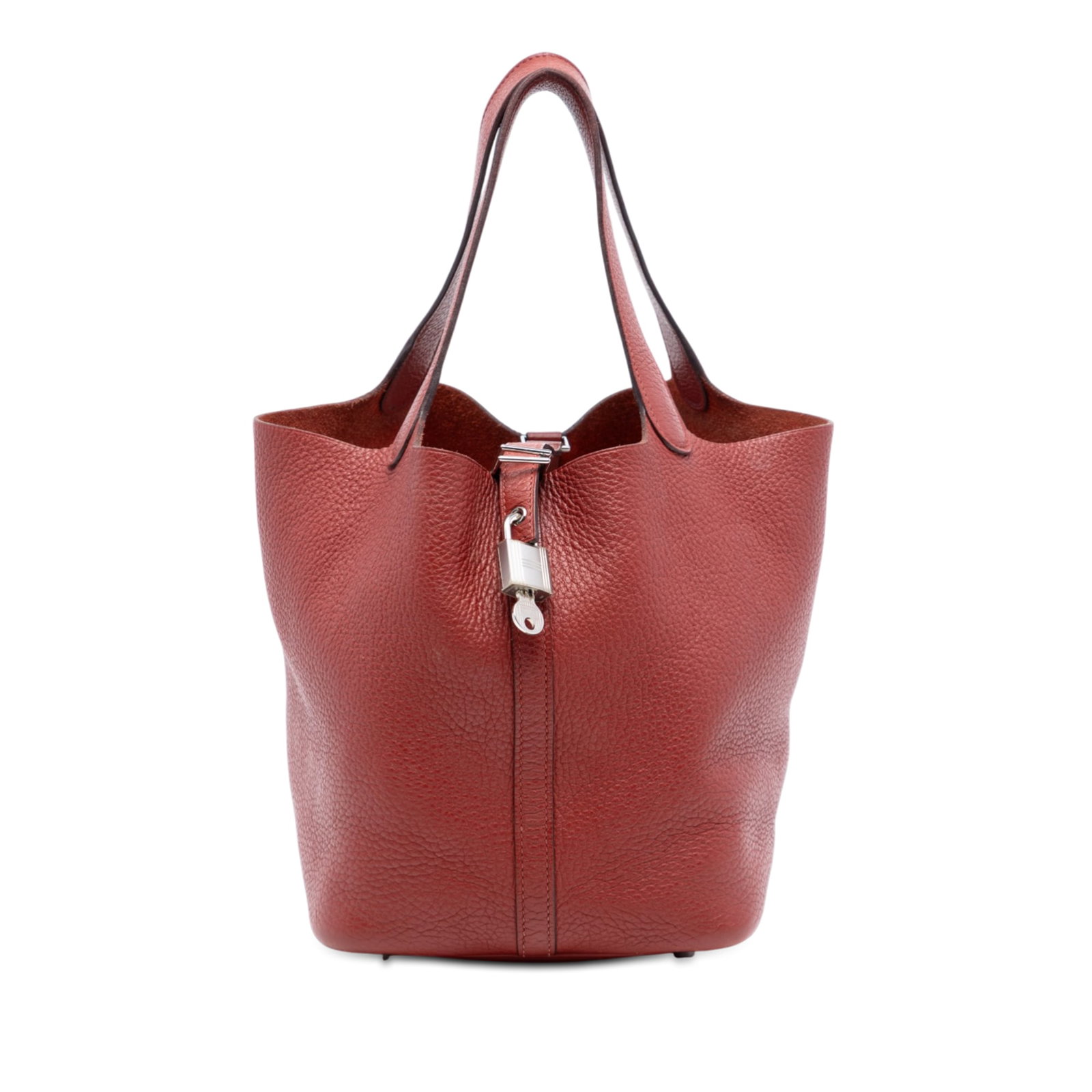 Hermes Picotin Lock 22 Clemence Leather Red Handbag from France: Hermes Picotin Lock 22 Clemence Leather Red Handbag from France The Hermes Clemence Picotin Lock 22 is crafted from Clemence leather in Rouge H red, featuring flat leather handles and an open top with