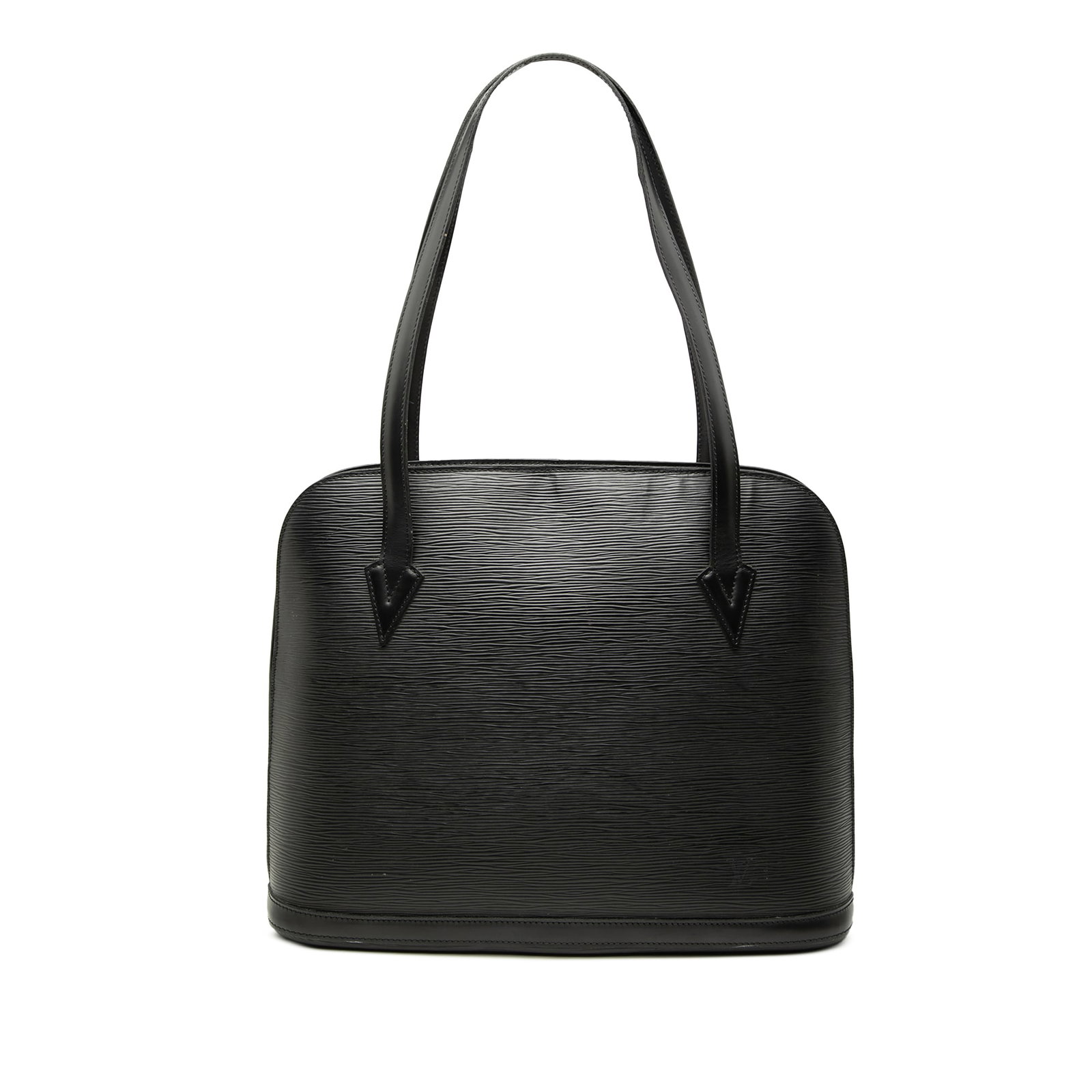 Louis Vuitton Epi Lussac Black Leather Shoulder Bag: Louis Vuitton Epi Lussac Black Leather Shoulder Bag Louis Vuitton Epi Lussac handbag crafted in black Epi leather with flat leather straps, a top zip closure, and an interior zip pocket. Made in Franc