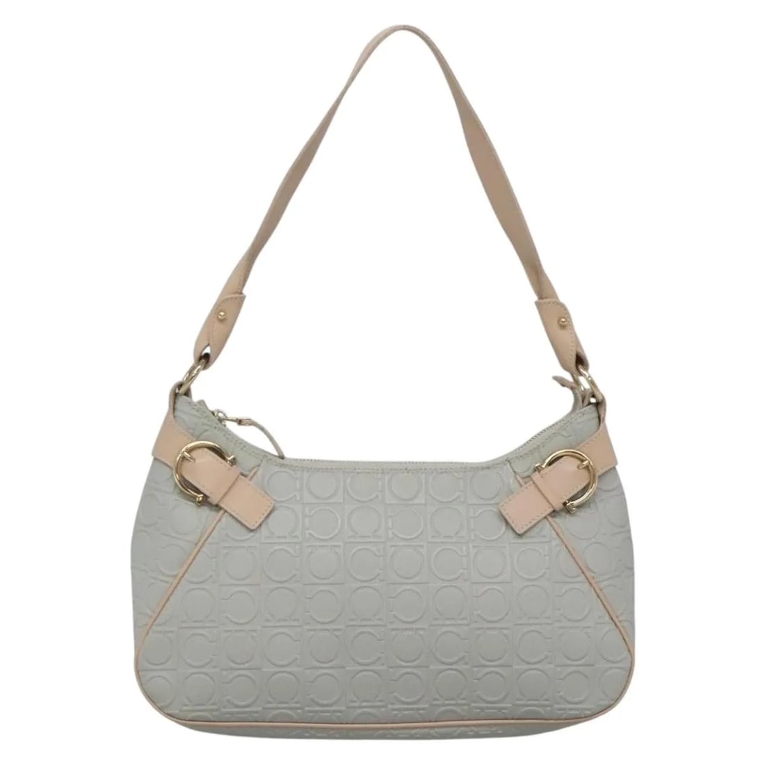 Salvatore Ferragamo Gancini gray leather handbag 29cm: Salvatore Ferragamo Gancini gray leather handbag 29cm Salvatore Ferragamo Gancini leather item in gray, designed for women. Made in Italy, it measures 29 cm x 17 cm x 7 cm. Condition is good, with not
