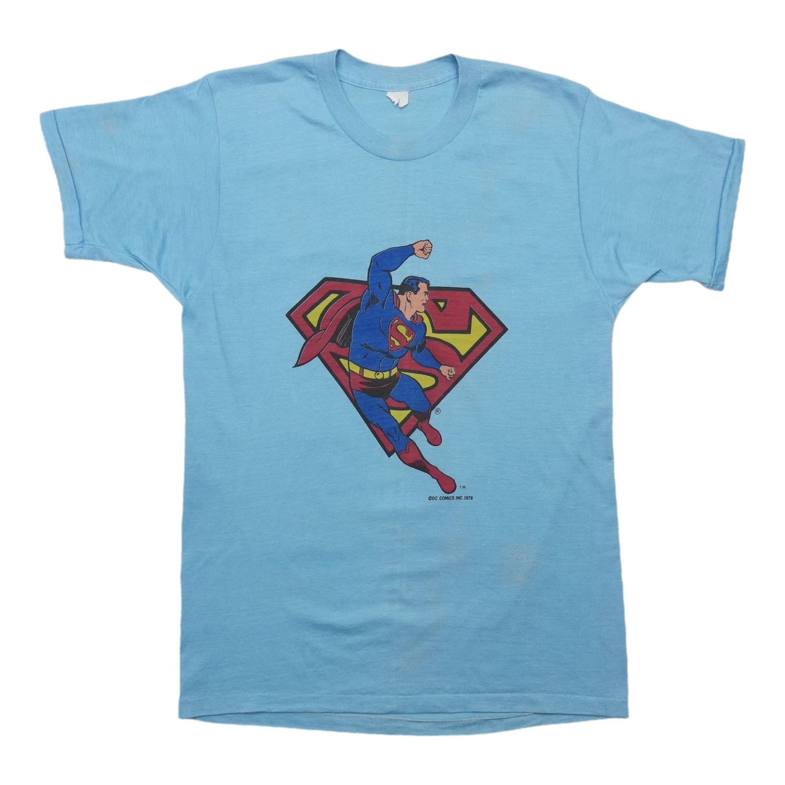 Vintage 1978 Superman DC Comics Blue Cotton Shirt (1 of 8)