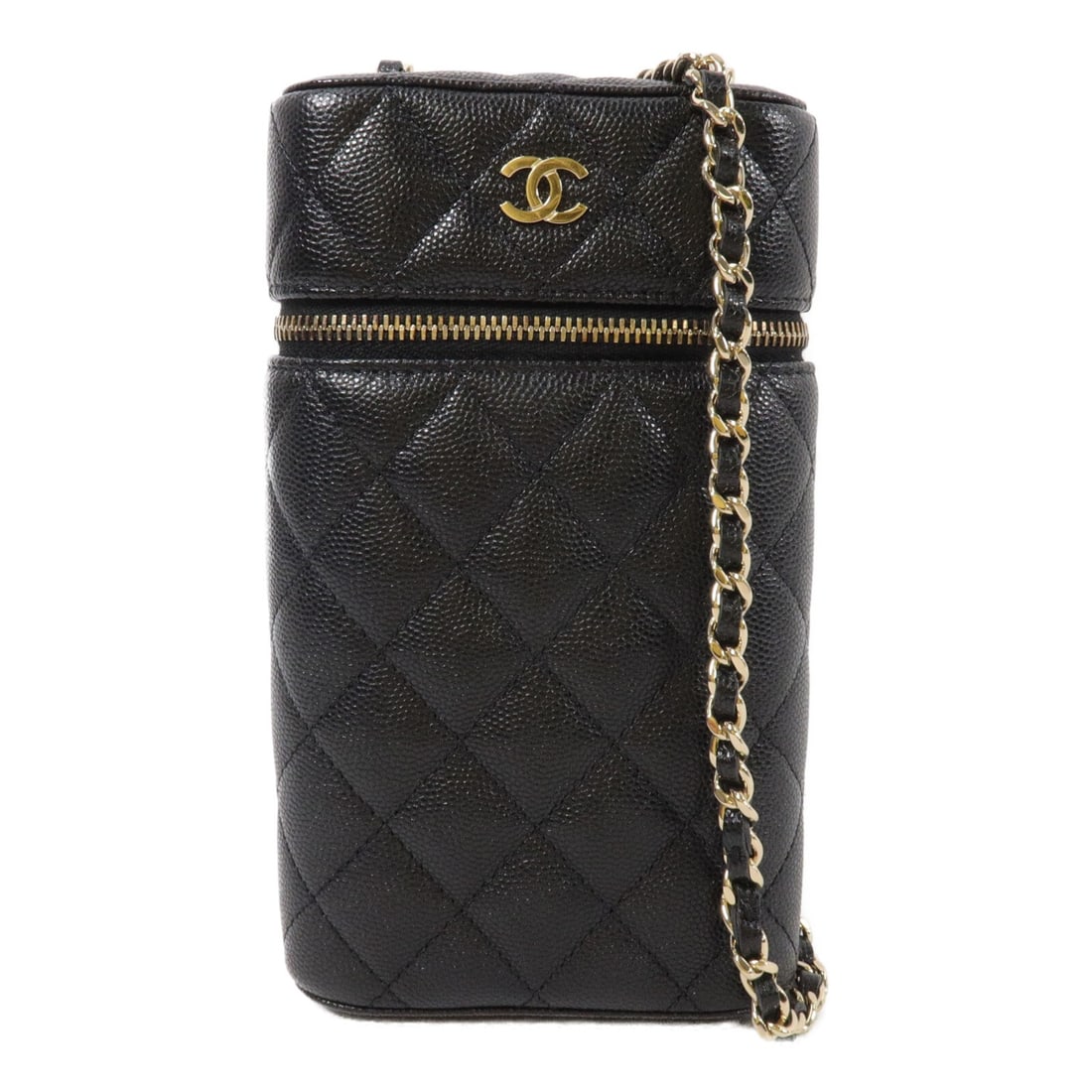 CHANEL AP2084 CC Phone Shoulder Bag Black Calfskin SHW: CHANEL AP2084 CC Phone Shoulder Bag Black Calfskin SHW Black CHANEL CC SHW phone bag chain shoulder bag, model AP2084, made from calfskin (cowhide). It features a chain shoulder strap and comes with s
