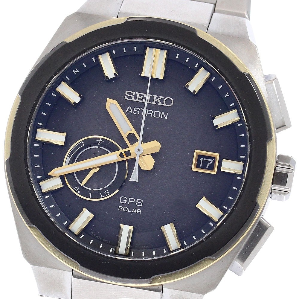 SEIKO Astron Nextar Titanium Men's Watch SBXD026 3X62-0AE0: SEIKO Astron Nextar Titanium Men's Watch SBXD026 3X62-0AE0 SEIKO Astron Nextar men's wristwatch, pre-owned and made in Japan. It features a titanium case and titanium bracelet, a black dial, solar rad