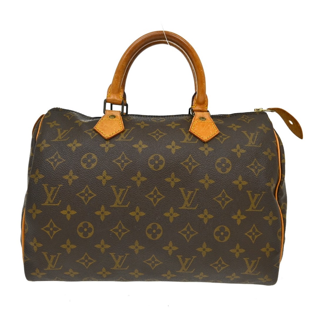Louis Vuitton Speedy 30 Monogram Canvas Satchel M41526 France: Louis Vuitton Speedy 30 Monogram Canvas Satchel M41526 France Vintage Louis Vuitton Speedy 30 handbag in brown Monogram canvas with leather double handles and a zip closure. This satchel-style top han