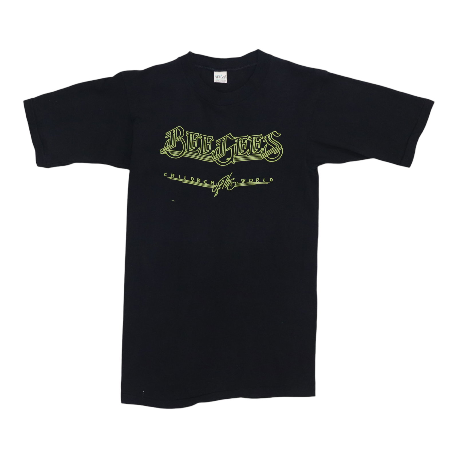 Vintage 1976 Beegees Children Of The World Black Cotton Promo T Shirt: Vintage 1976 Beegees Children Of The World Black Cotton Promo T Shirt This is an original vintage 1976 Beegees Children Of The World promotional shirt. Featuring graphics on both the front and back, t