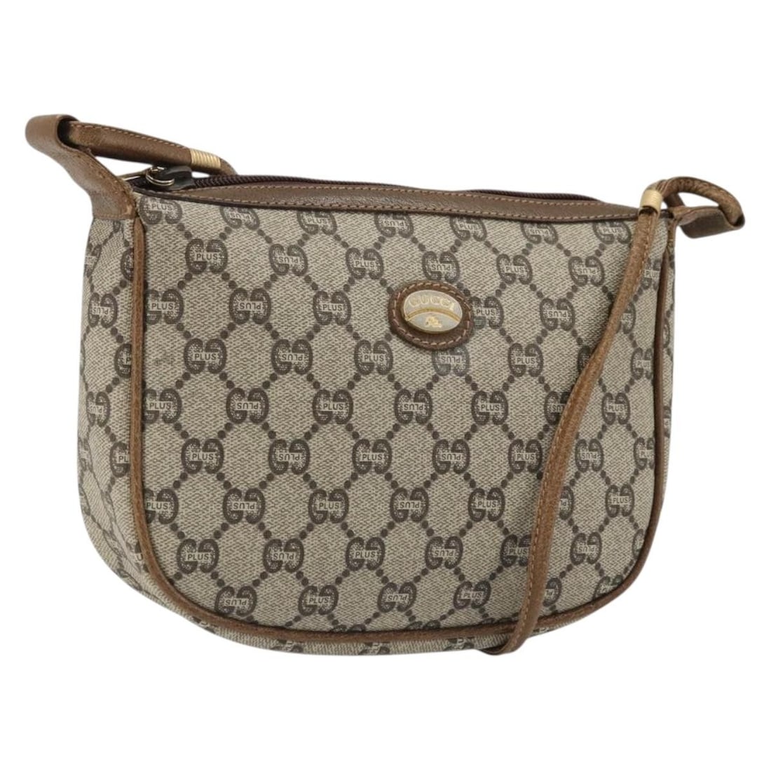 Gucci GG Plus Supreme PVC Shoulder Bag Beige Gold Tone: Gucci GG Plus Supreme PVC Shoulder Bag Beige Gold Tone Gucci GG Plus Supreme shoulder bag in beige and gold, made from PVC leather and GG canvas. This bag was made in Italy and measures approximately 