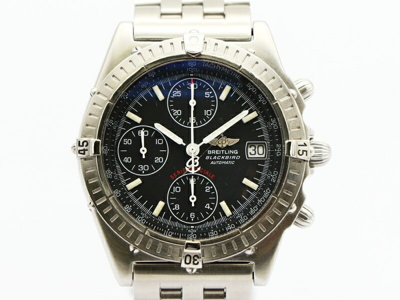 Breitling Chronomat Blackbird A13350 mens stainless steel automatic watch: Breitling Chronomat Blackbird A13350 mens stainless steel automatic watch Breitling A13350 Chronomat Blackbird men's wristwatch in pre-owned condition, made in Switzerland and presented with its box. 