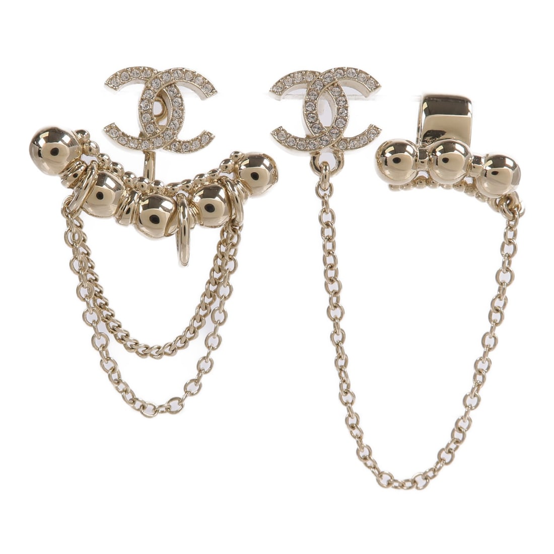 CHANEL CC Pierced Earrings Gold Tone Metal (1 of 7)