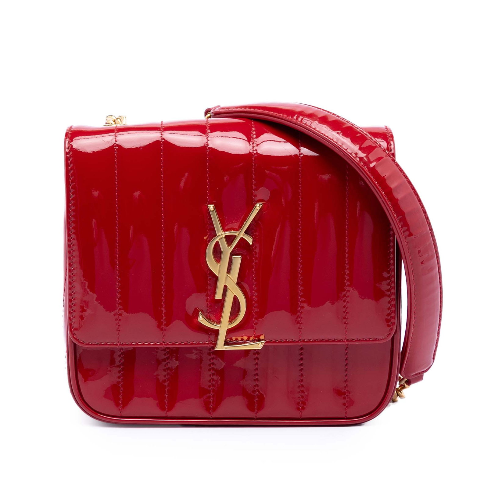 Saint Laurent Vicky quilted patent leather crossbody bag (1 of 7)