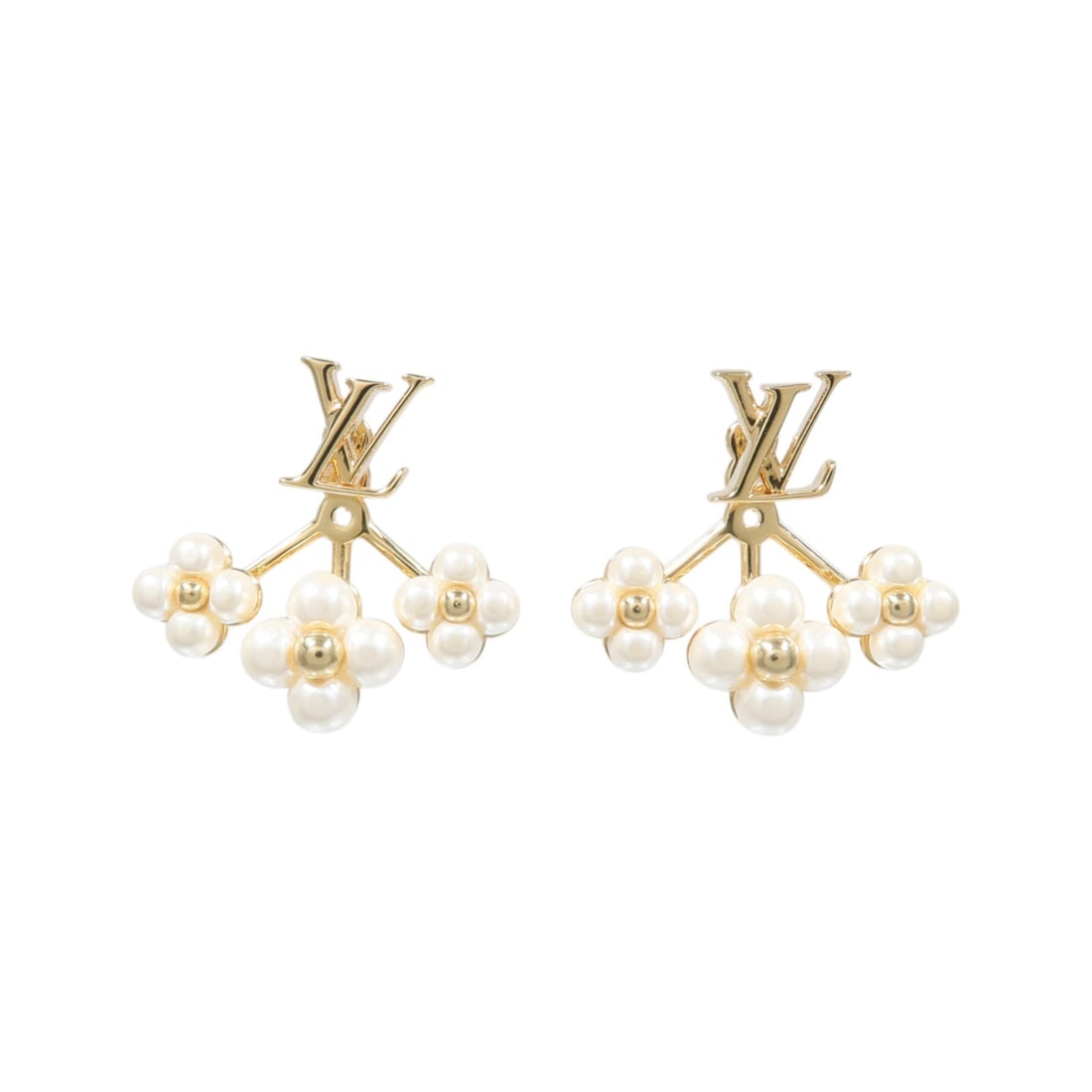 Louis Vuitton LV Floragram White Gold Tone PVC Metal Earrings (1 of 9)