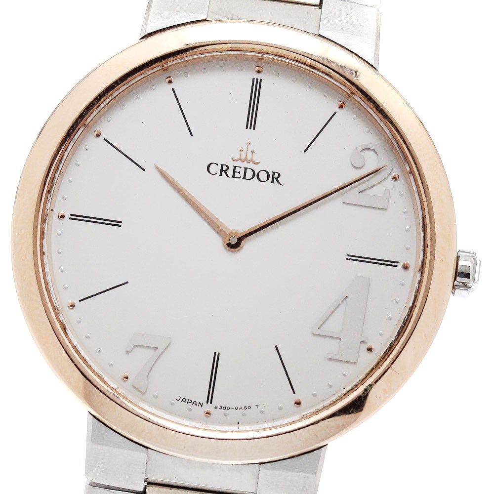 Seiko Credor Node Men's Quartz Watch GCAT992 8J80-0AJ0 PG Bezel: Seiko Credor Node Men's Quartz Watch GCAT992 8J80-0AJ0 PG Bezel Pre-owned SEIKO Credor Node men's wristwatch with a quartz movement and gray dial. It features an SS/K18PG case and belt, and comes with