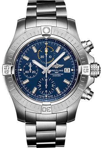 Breitling Avenger Chronograph Blue Dial Watch Ref A13317101C1A1 with Card: Breitling Avenger Chronograph Blue Dial Watch Ref A13317101C1A1 with Card This Breitling Avenger Chronograph is a men's watch featuring a striking blue dial, a rotating bezel, and a robust bracelet. T