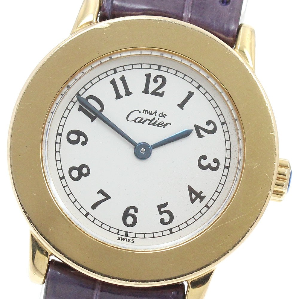 Cartier Mastrond SM Women's Quartz Wristwatch Ref W1008843: Cartier Mastrond SM Women's Quartz Wristwatch Ref W1008843 Pre-owned Cartier Mastrond SM women's wristwatch, reference W1008843, with a Swiss origin and quartz movement. It features a beige dial, SV92