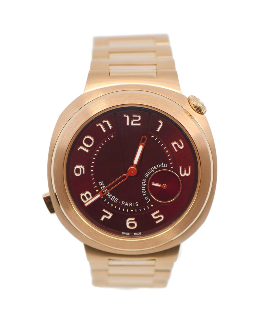 Hermes Cut Le Temps Suspendu 18K Rose Gold Wristwatch Ref SD2.870A (1 of 6)