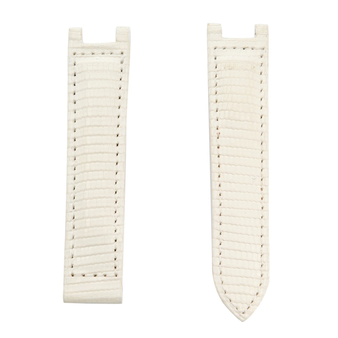 Cartier Pasha womens lizard leather two-piece watch strap 18mm x 16mm: Cartier Pasha womens lizard leather two-piece watch strap 18mm x 16mm This is a pre-owned Cartier ladies watch band set, crafted from off white lizard leather. The two-piece strap is designed for Cart