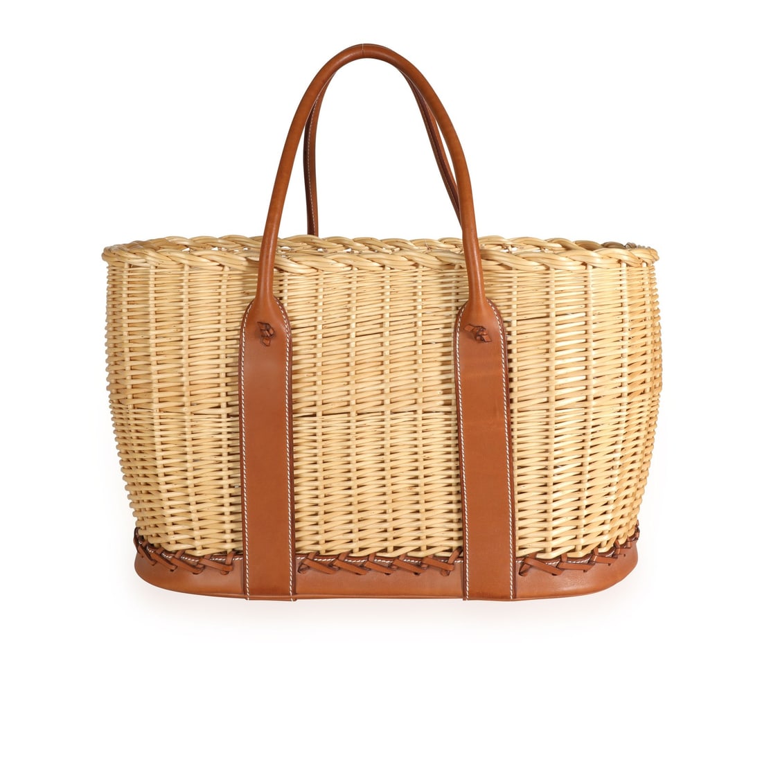 Hermes Garden Party 36 Wicker and Barenia Tote with Box Dustbag Raincoat: Hermes Garden Party 36 Wicker and Barenia Tote with Box Dustbag Raincoat A pre-owned Hermes Garden Party 36 top handle tote in Fauve Barenia wicker and osier style, featuring a picnic pattern and open