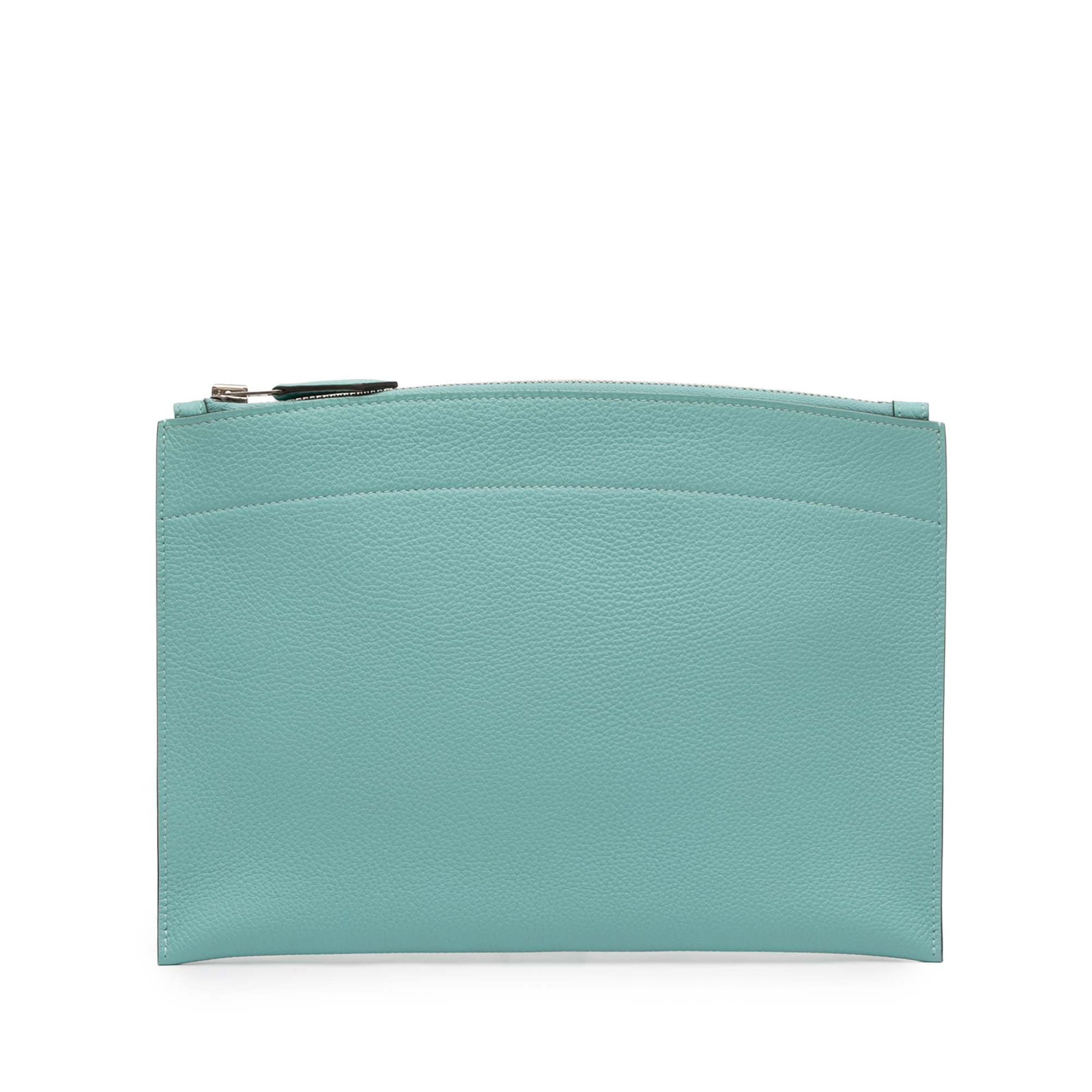 Hermes Bazar Pouch Small Bleu Atoll Togo Leather Zip Bag: Hermes Bazar Pouch Small Bleu Atoll Togo Leather Zip Bag This Hermes Small Togo Bazar Pouch is crafted from Bleu Atoll togo leather and features a top zip closure. The pouch shows some wear on the ext