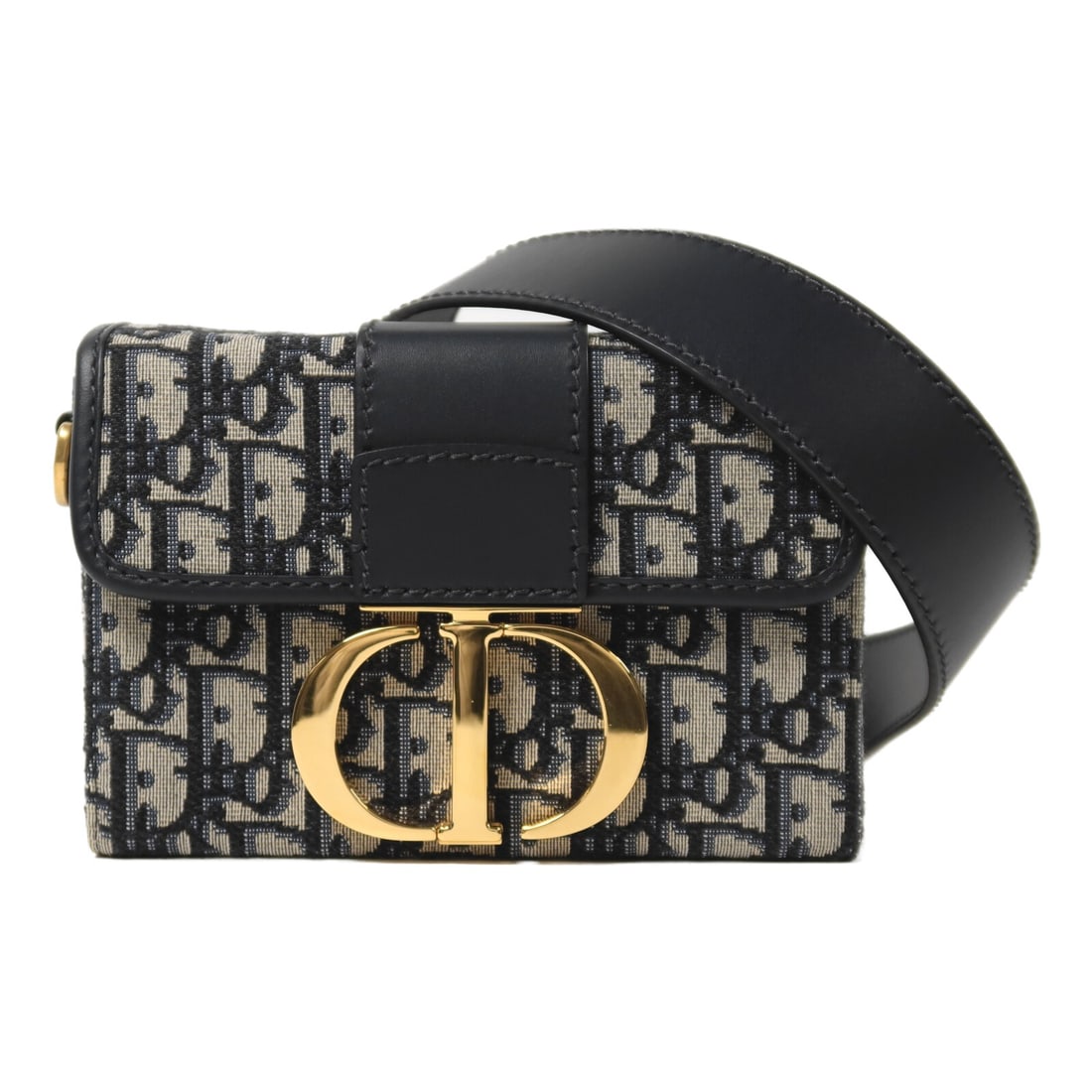 Dior Montaigne 30 Mini Shoulder Bag Blue Canvas Gold Tone Hardware: Dior Montaigne 30 Mini Shoulder Bag Blue Canvas Gold Tone Hardware A Christian Dior Montaigne 30 mini shoulder bag in blue canvas, designed for women. It features a flap closure, blue frame color, and