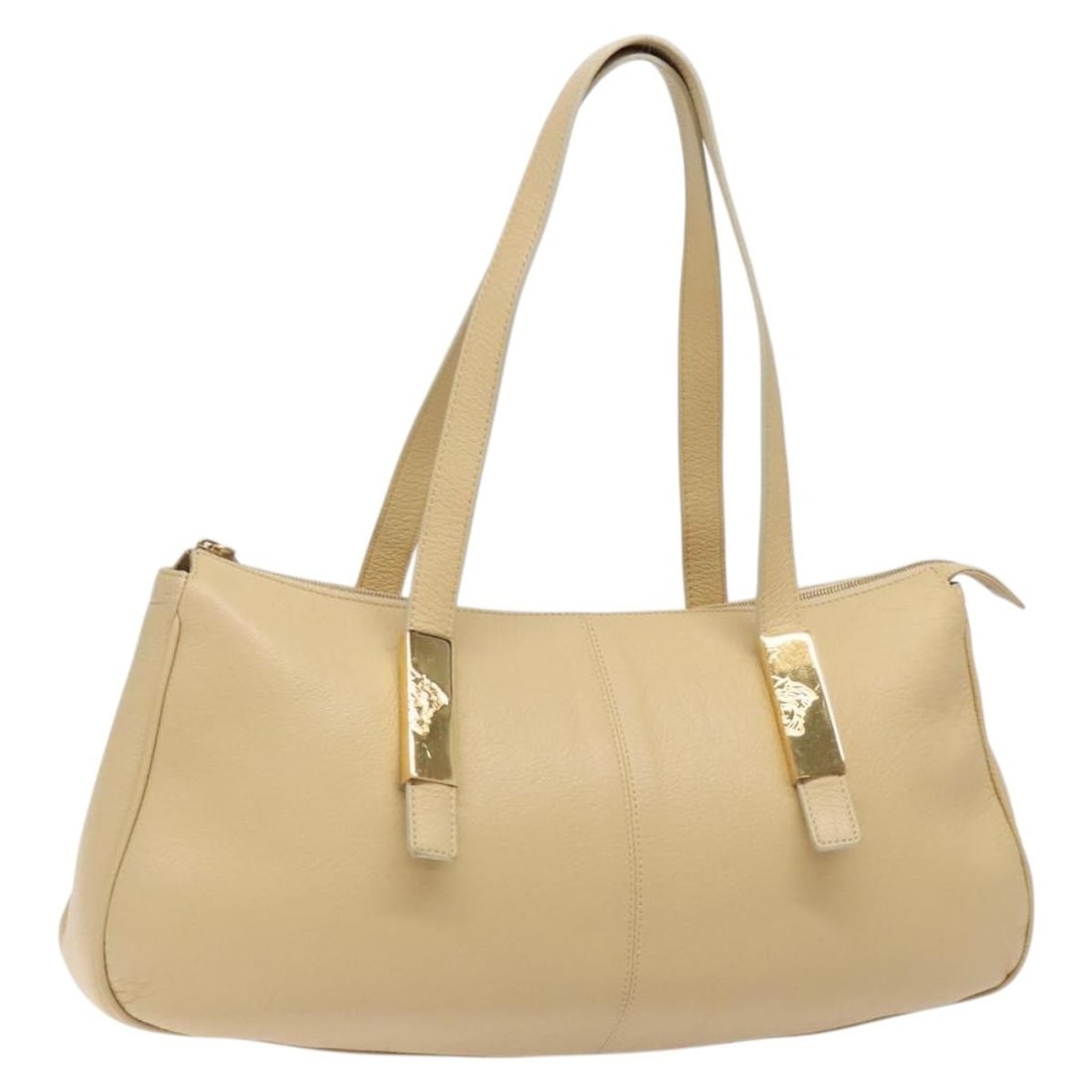 Gianni Versace Beige Gold Leather Shoulder Bag Authentic Made in Italy: Gianni Versace Beige Gold Leather Shoulder Bag Authentic Made in Italy Discover the elegance of this Gianni Versace Shoulder Bag, a perfect blend of style and functionality. Crafted from high-quality 